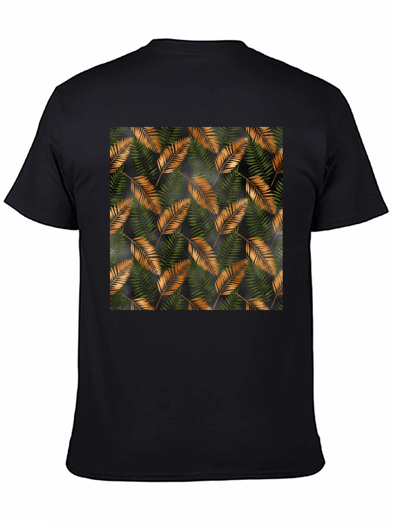 Stylish Black T-Shirt with Tropical Leaf Print