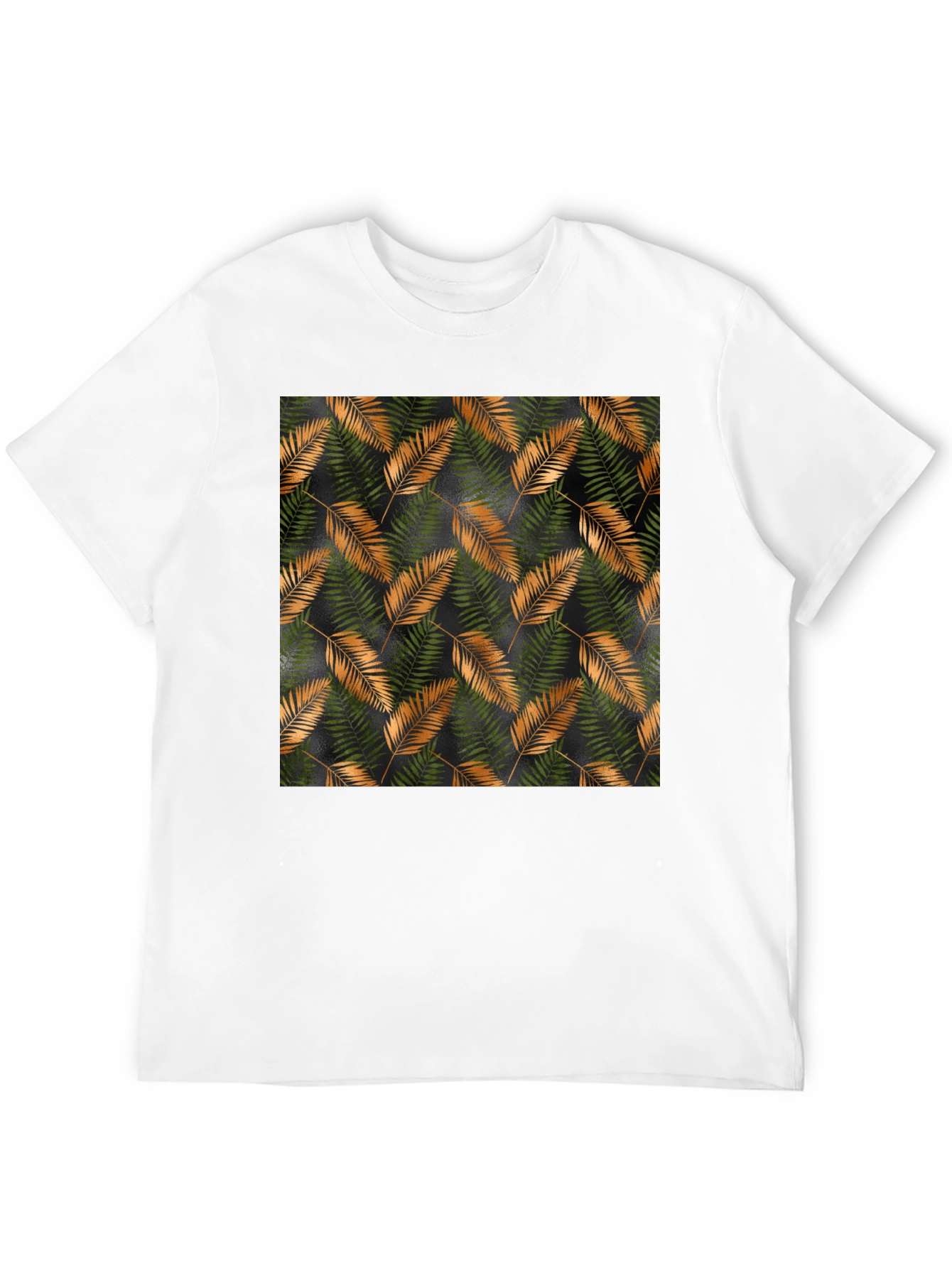 Stylish Black T-Shirt with Tropical Leaf Print