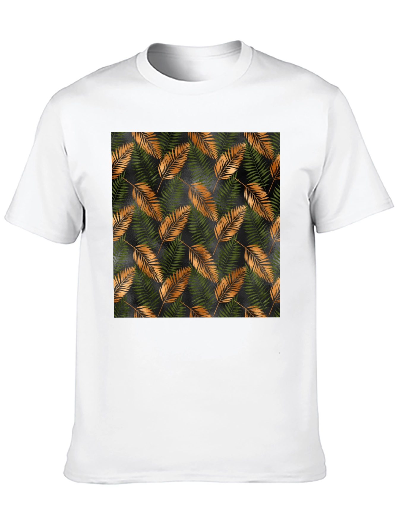 Stylish Black T-Shirt with Tropical Leaf Print