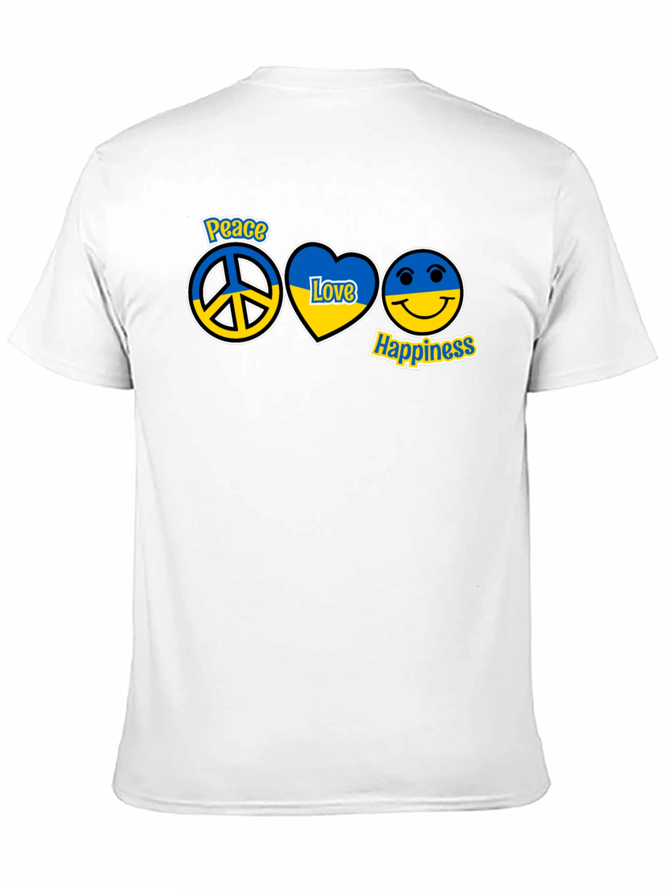 Peace Love Happiness Ukraine Flag T-Shirt