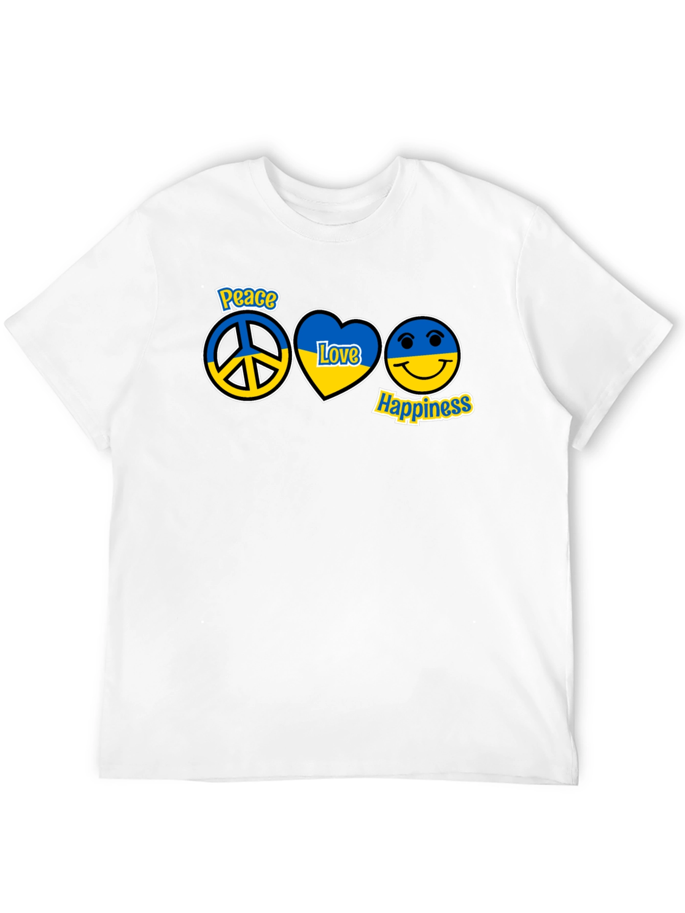 Peace Love Happiness Ukraine Flag T-Shirt