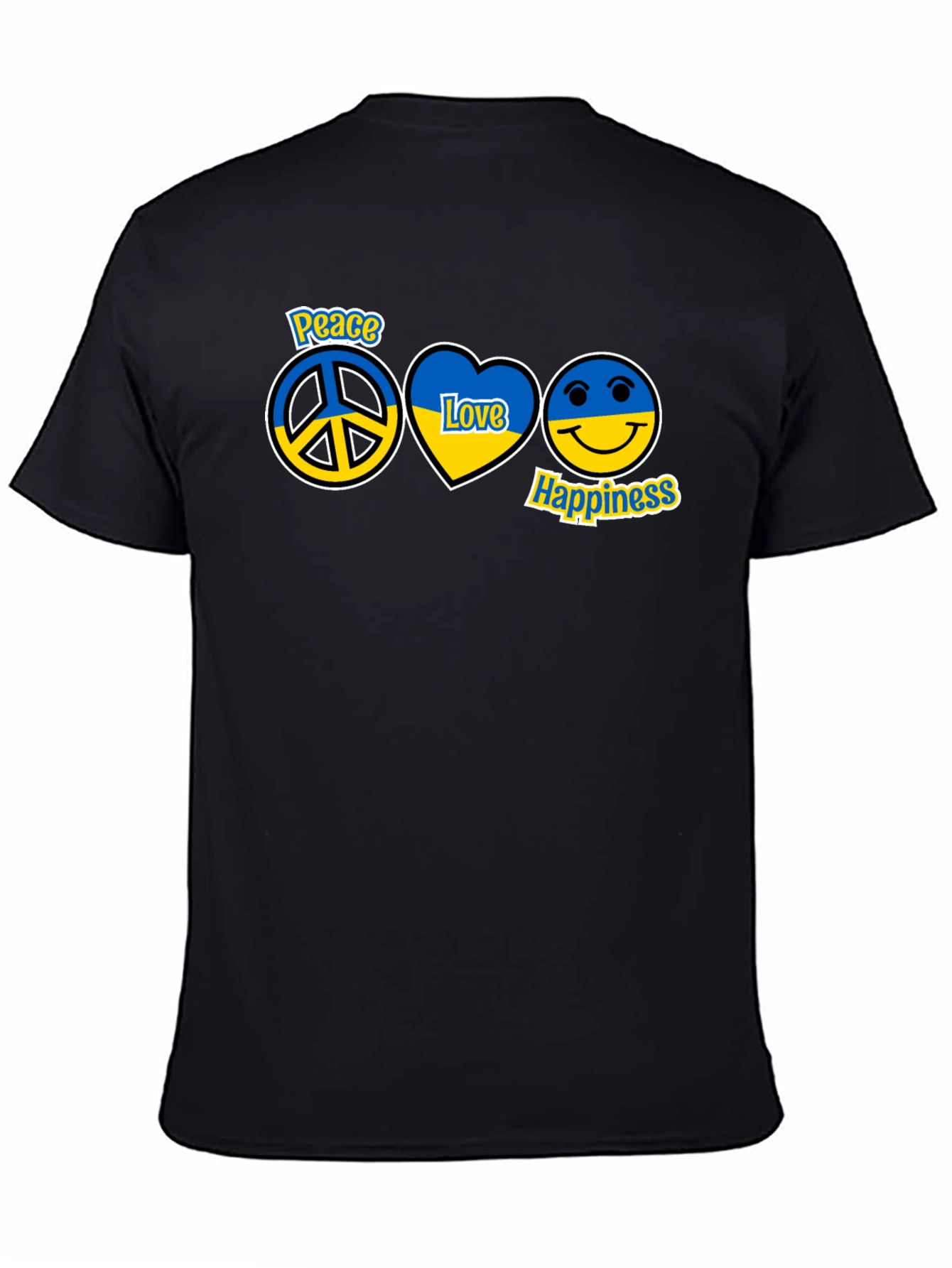 Peace Love Happiness Ukraine Flag T-Shirt