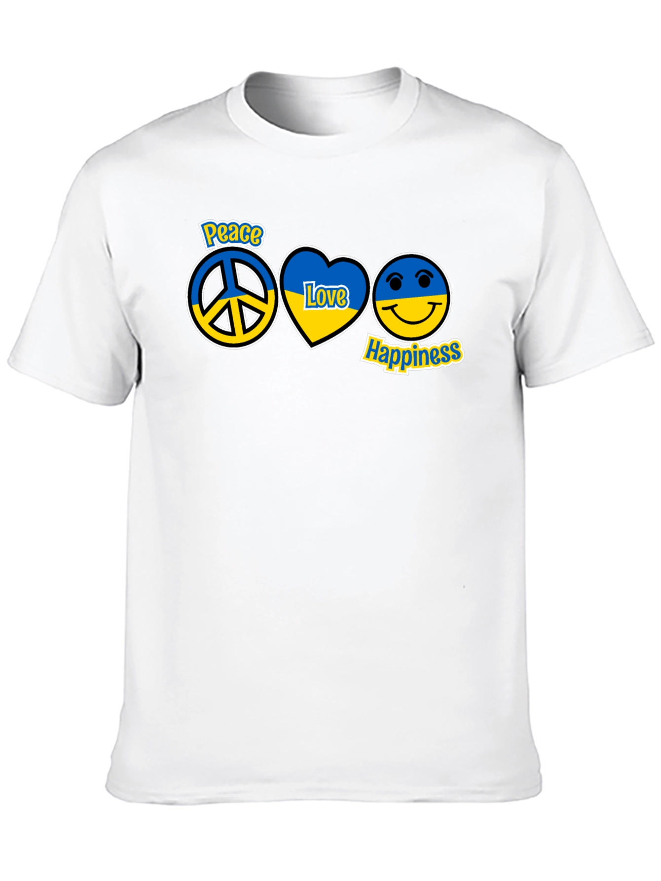 Peace Love Happiness Ukraine Flag T-Shirt