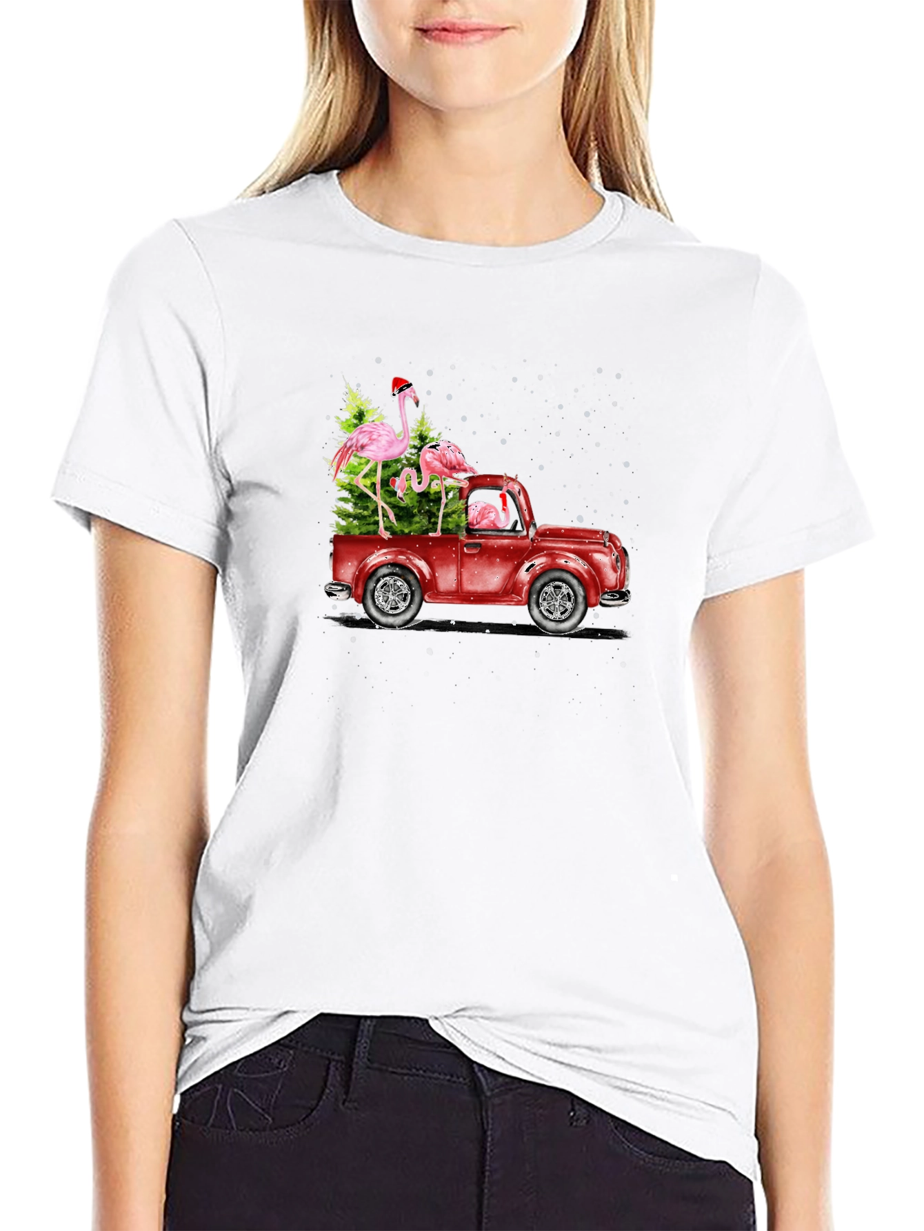 Flamingo Christmas Truck T-Shirt