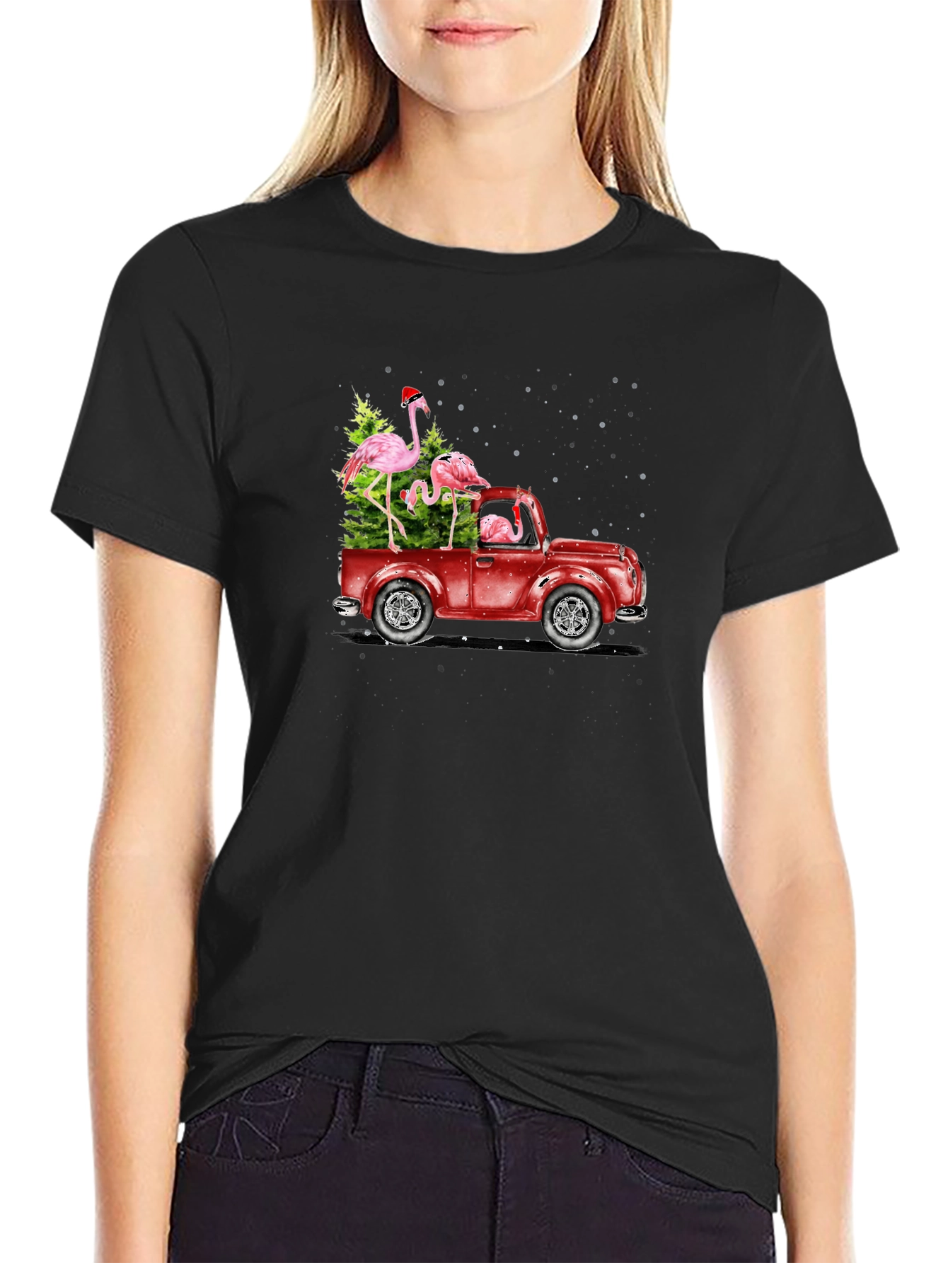 Flamingo Christmas Truck T-Shirt