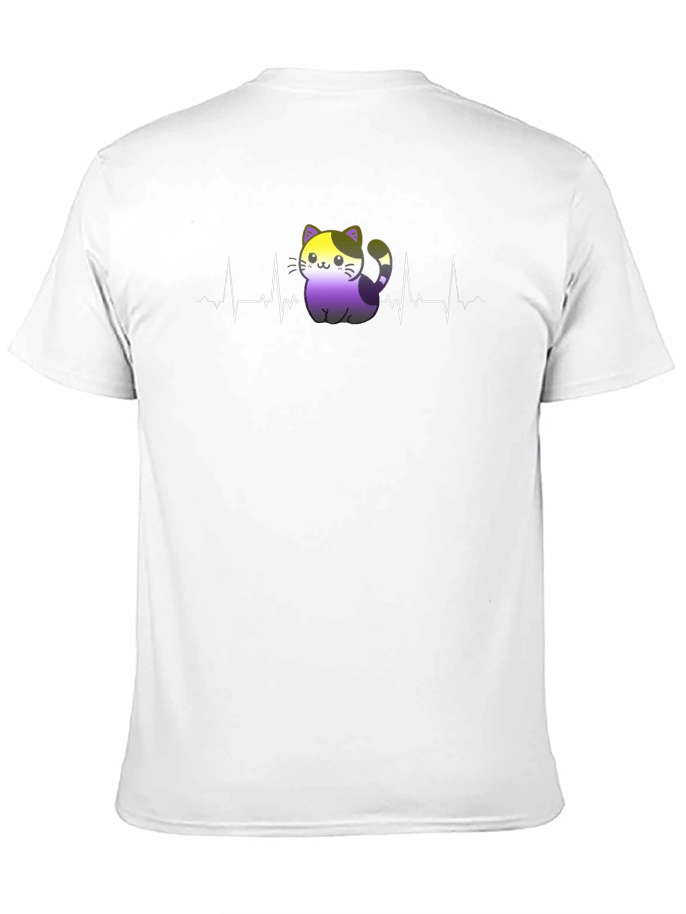 Nonbinary Cat Heartbeat T-Shirt - Black Pride Tee