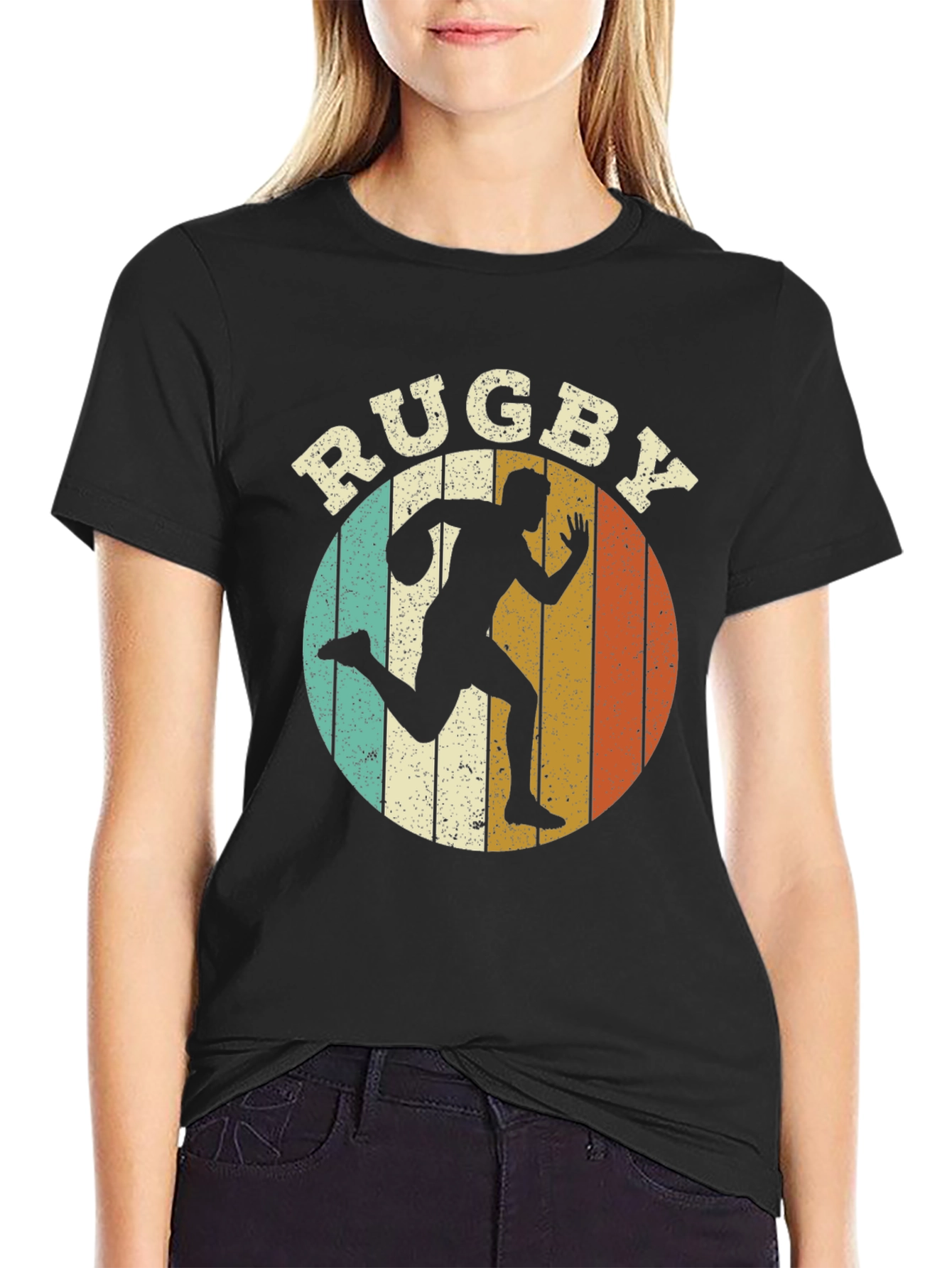 Retro Rugby Player Graphic Tee - Sporty Style