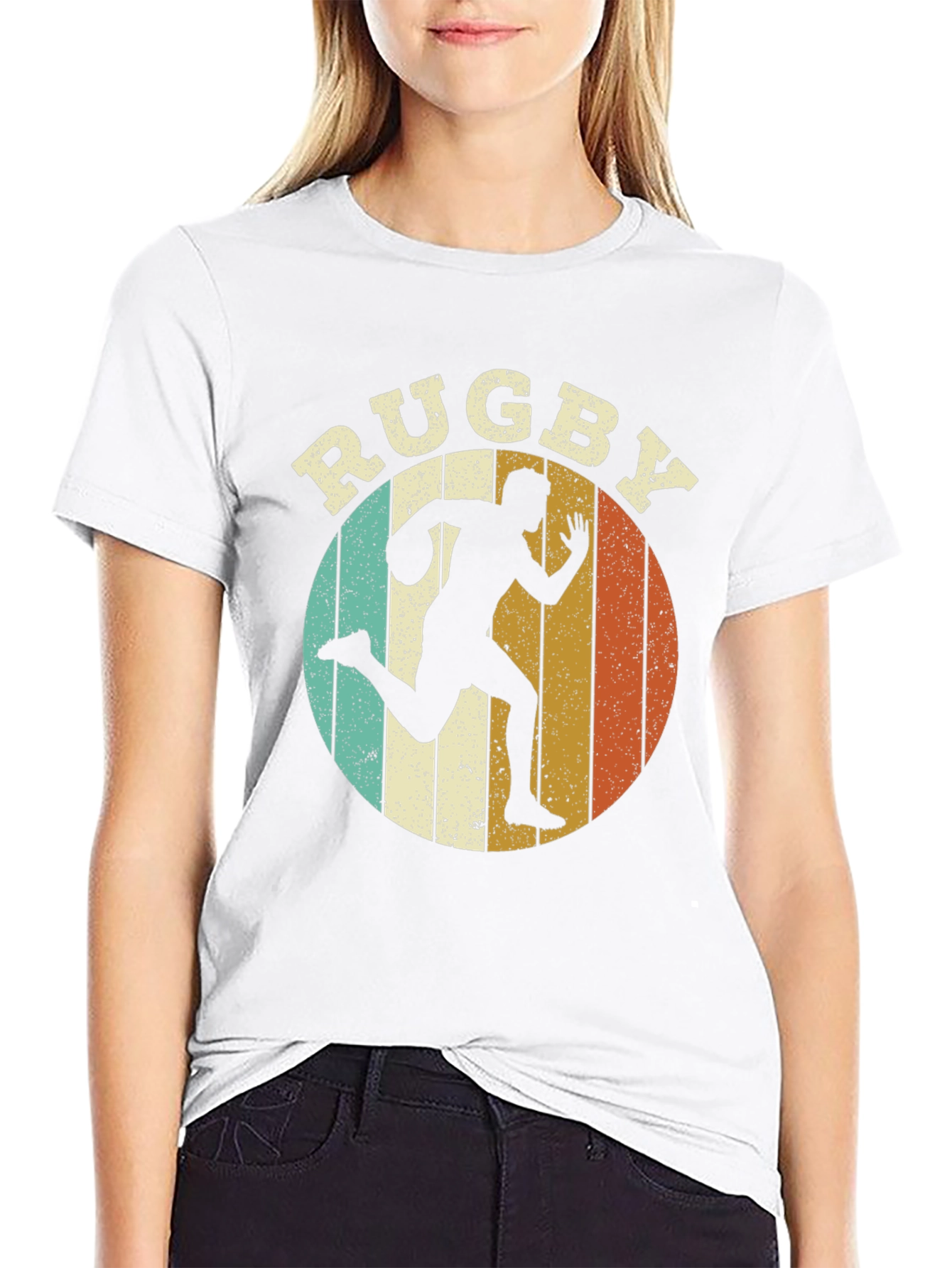 Retro Rugby Player Graphic Tee - Sporty Style