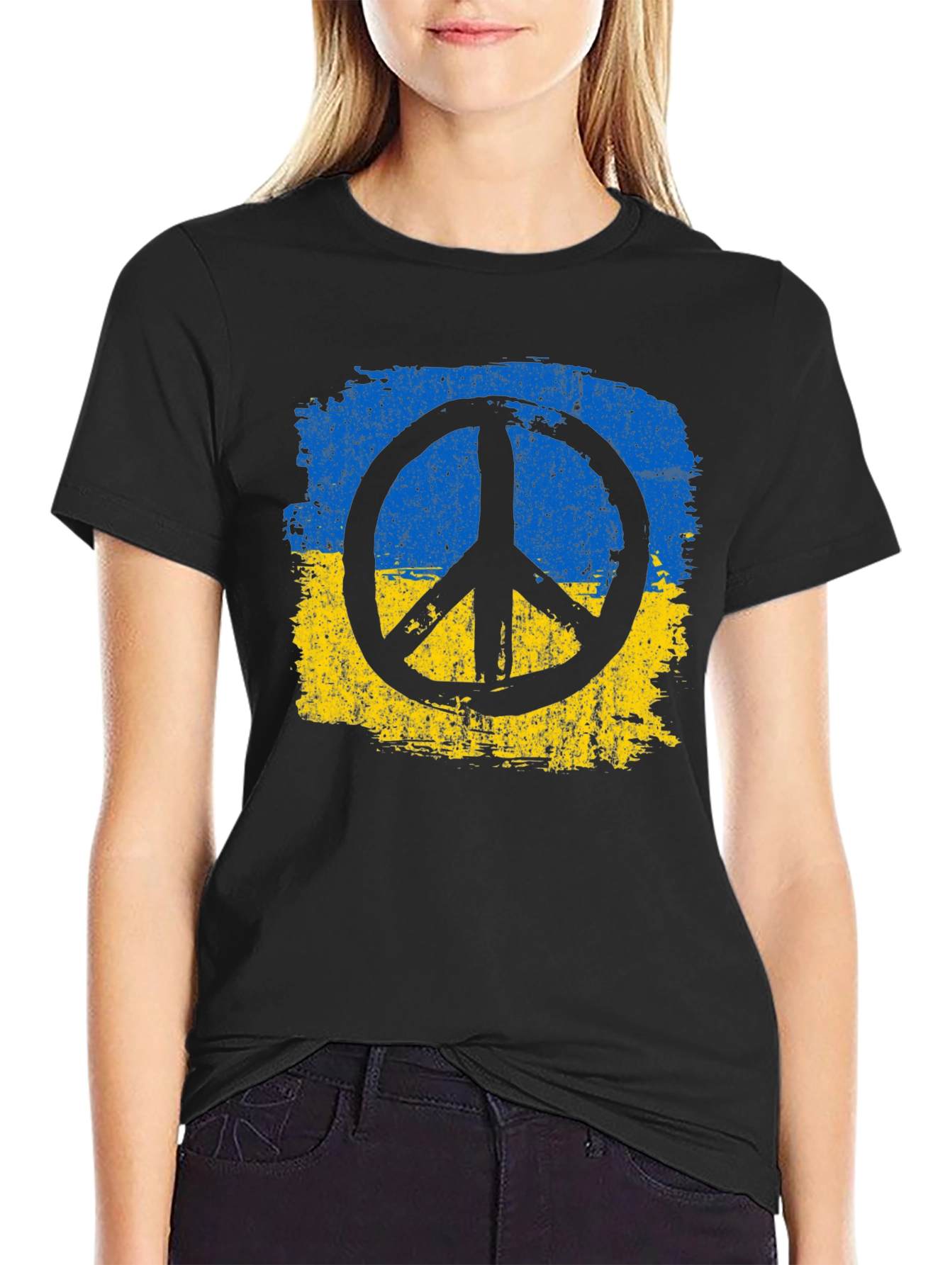 Ukraine Peace T-Shirt - Black Cotton Tee