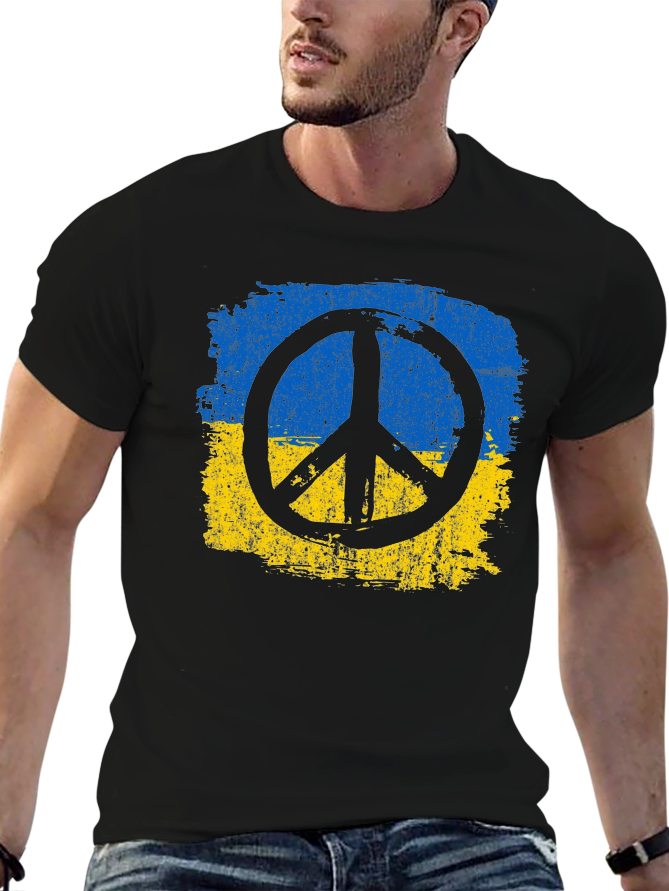 Ukraine Peace T-Shirt - Black Cotton Tee