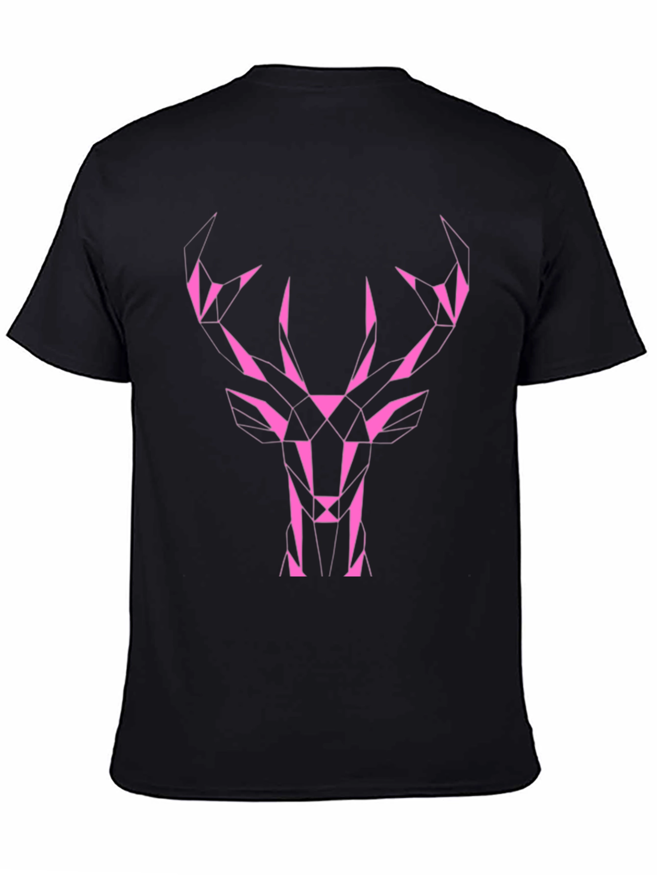 Geometric Deer Graphic Tee - Black Cotton