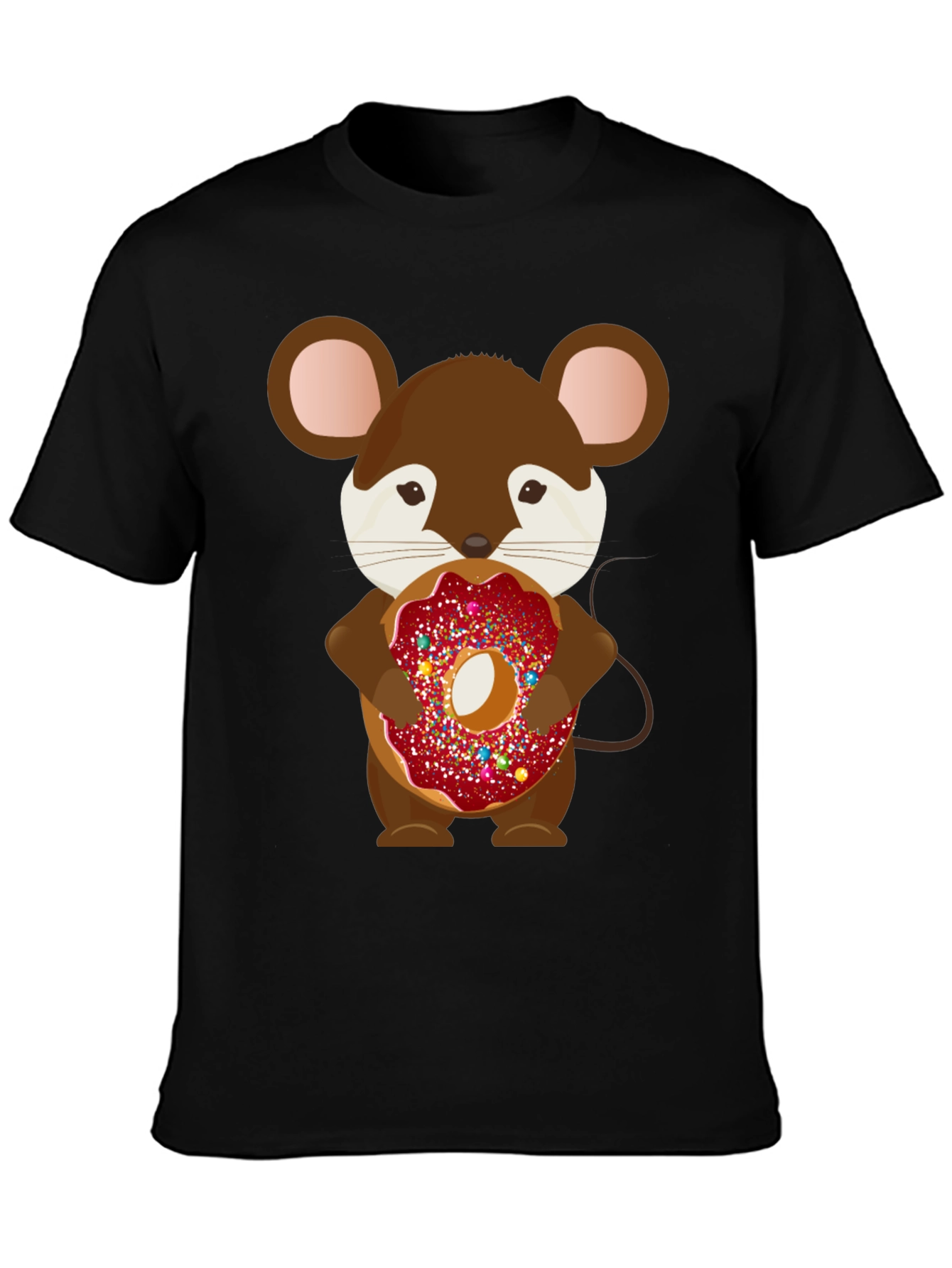 Mouse with Donut Graphic Tee - Cute Cartoon Design