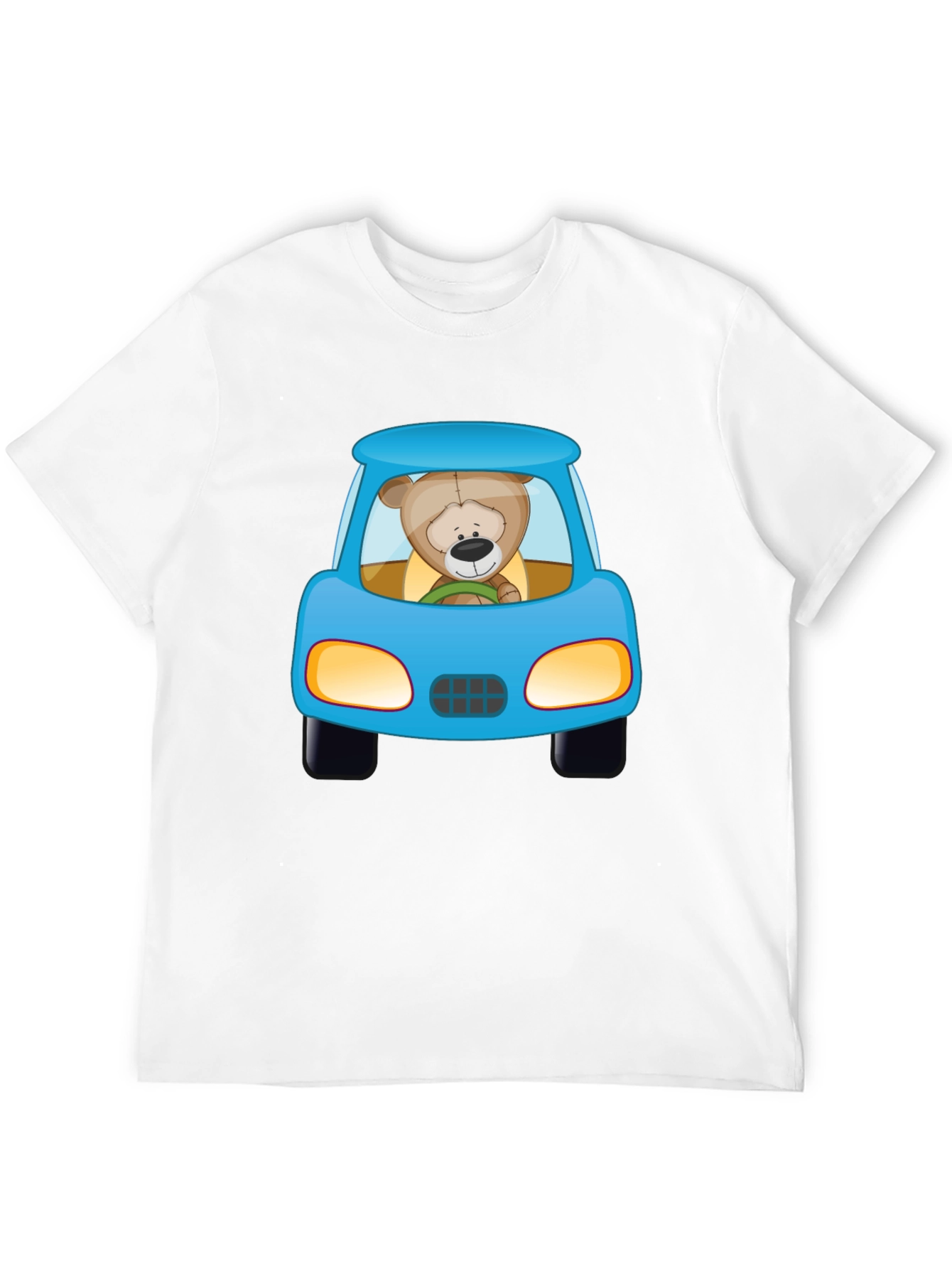 Cartoon Teddy Bear Driving a Car Graphic T-Shirt