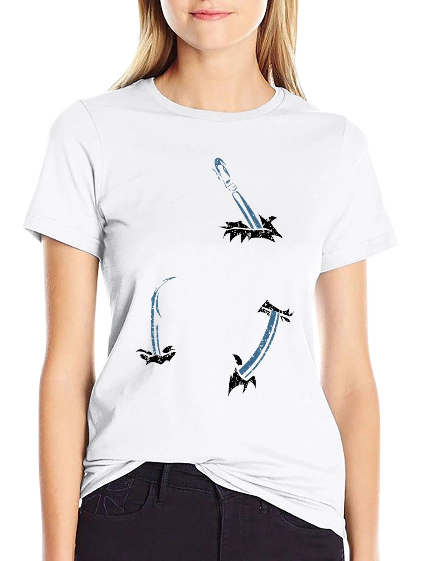 Mens Black T-Shirt with Sword Design