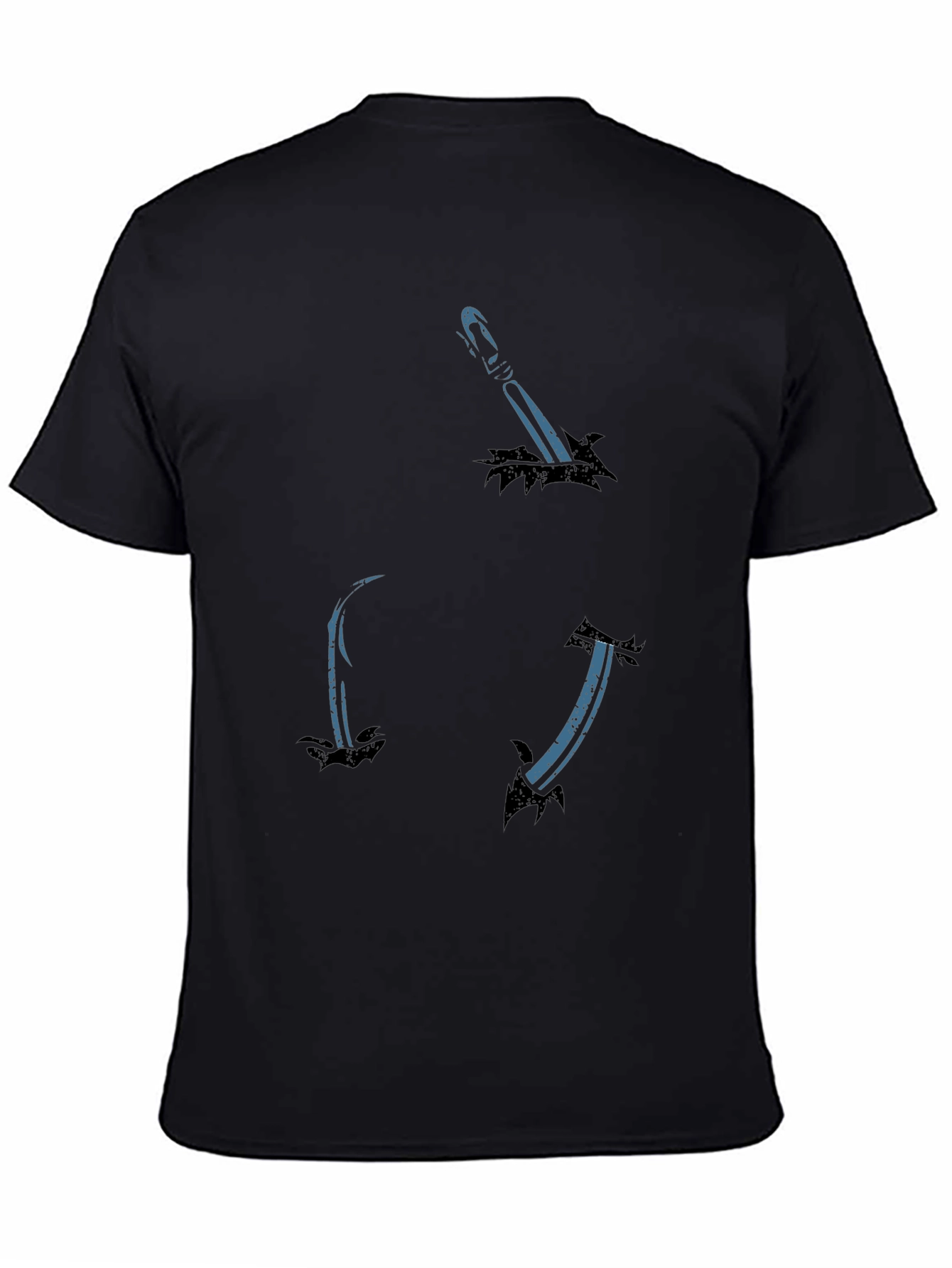 Mens Black T-Shirt with Sword Design