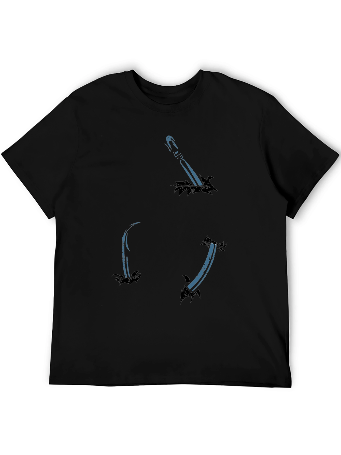Mens Black T-Shirt with Sword Design