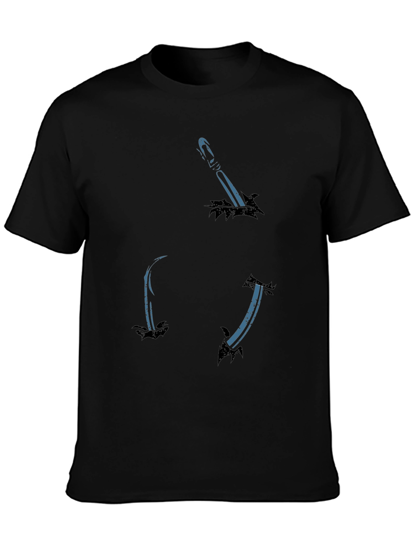 Mens Black T-Shirt with Sword Design