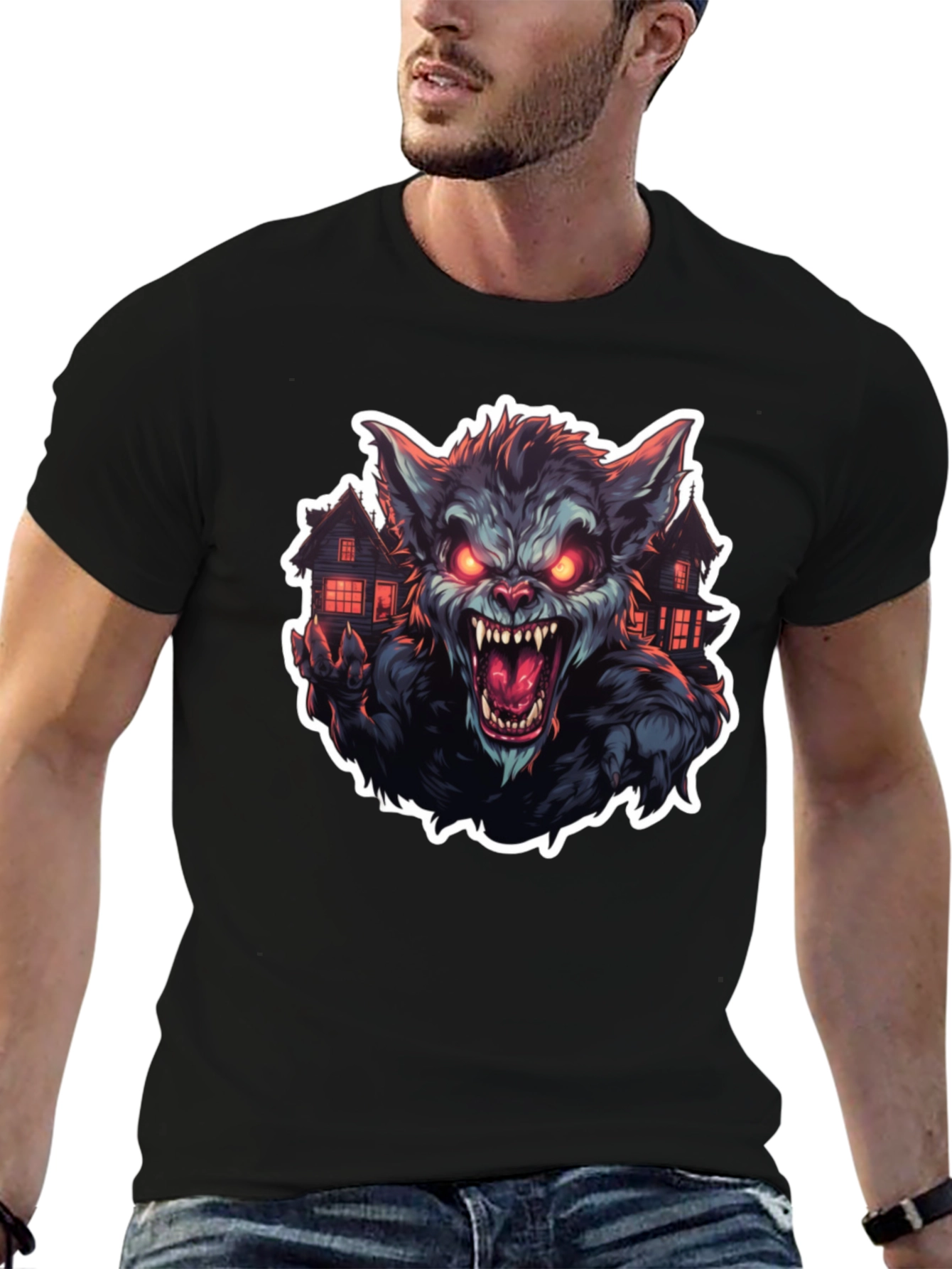 Werewolf Graphic Tee - Mens Black T-Shirt