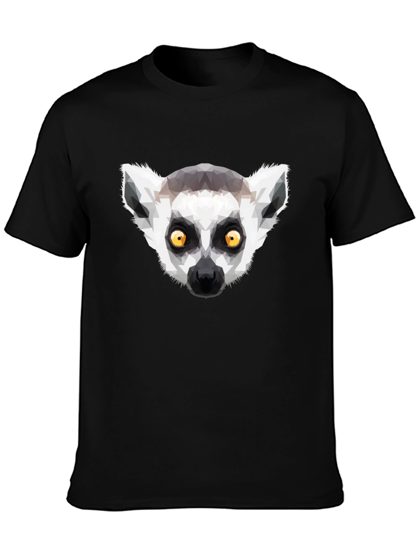 Geometric Lemur Graphic T-Shirt - Black