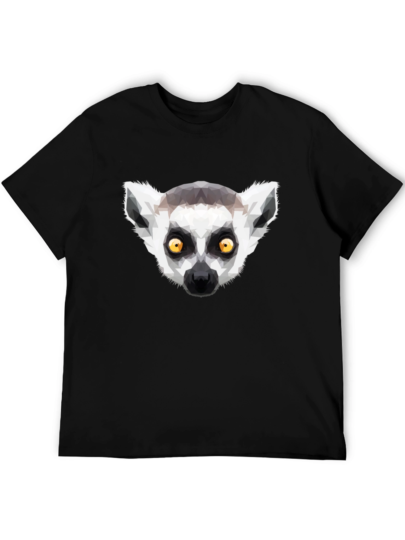 Geometric Lemur Graphic T-Shirt - Black