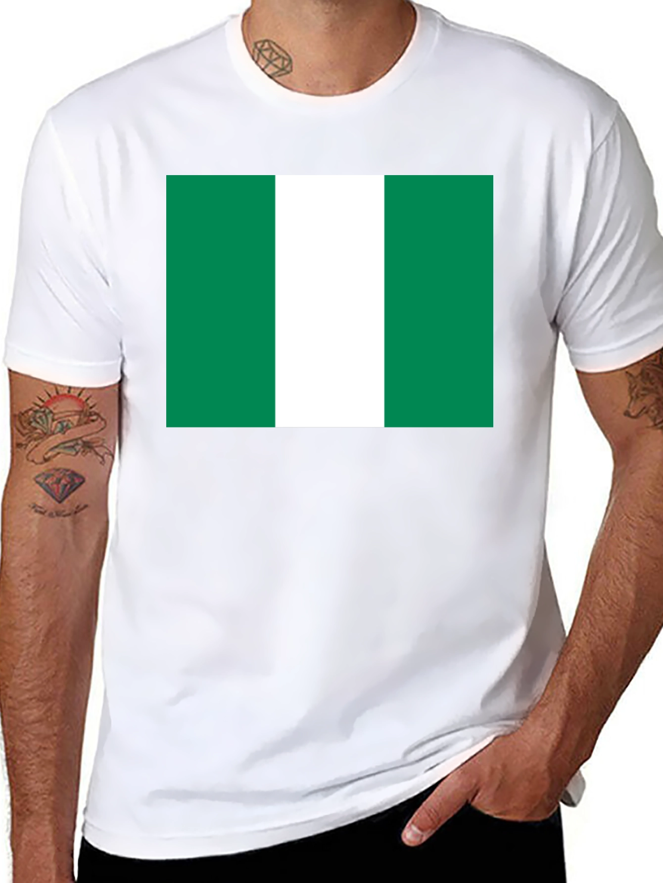 Nigeria Flag T-Shirt - Black Cotton Tee