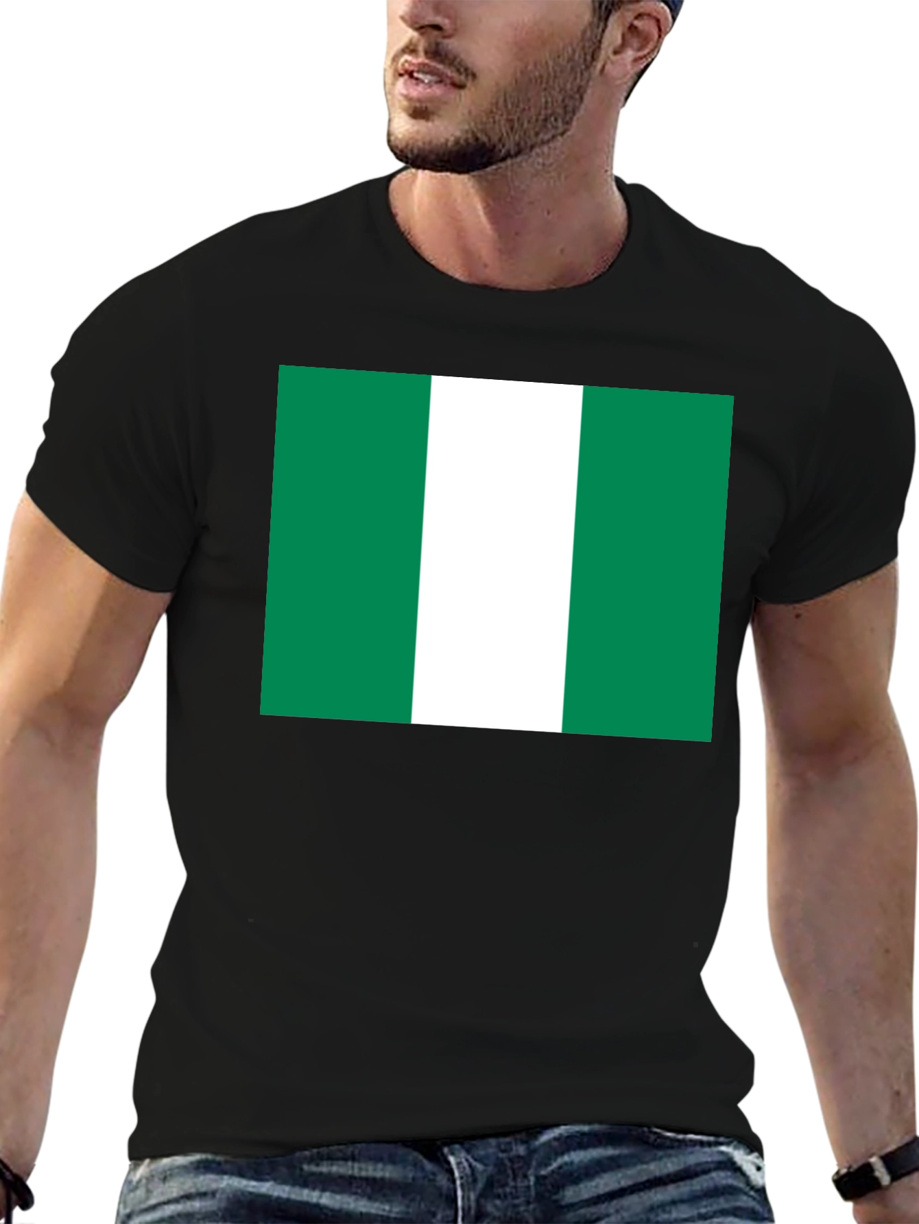Nigeria Flag T-Shirt - Black Cotton Tee