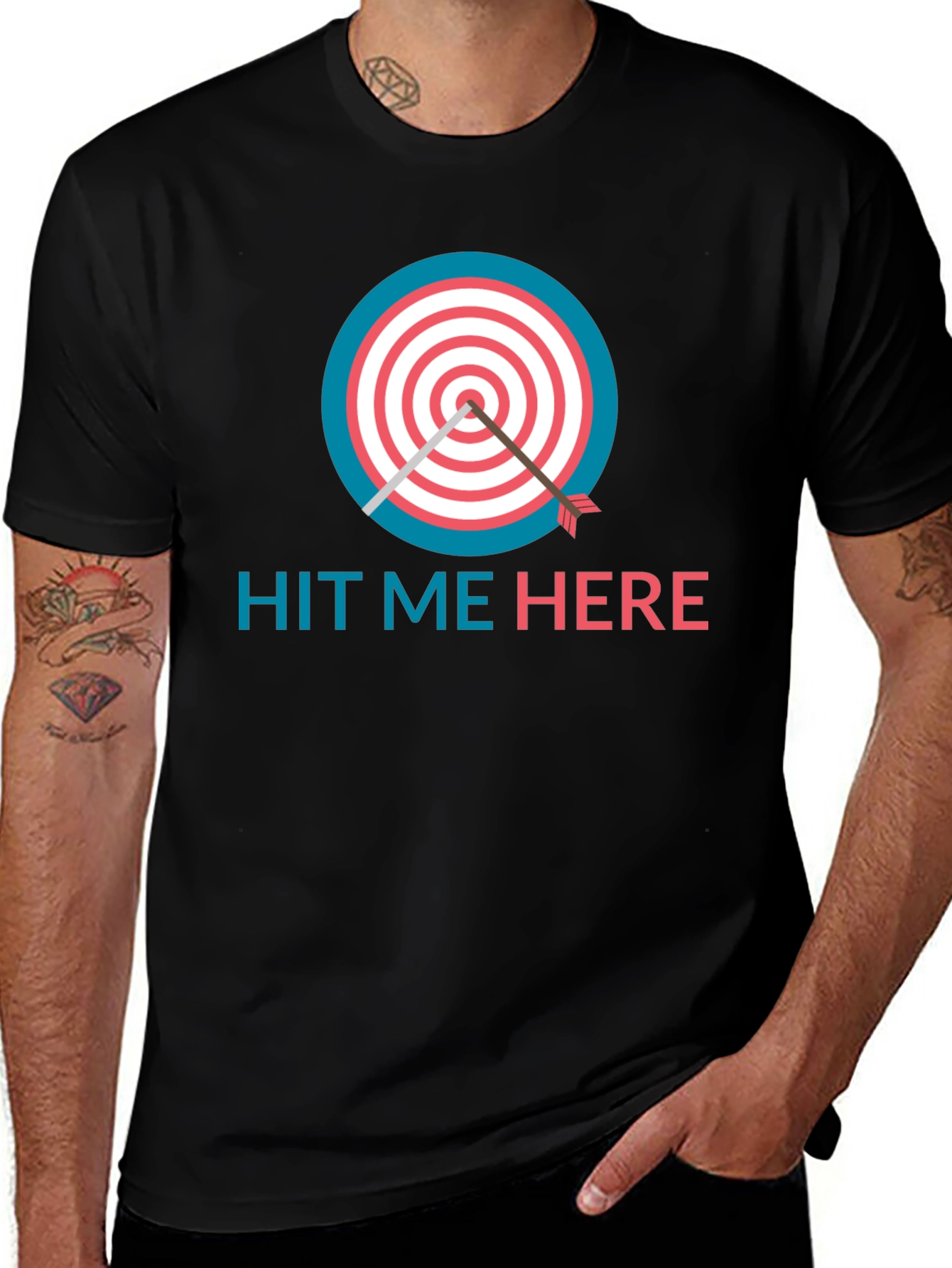 Hit Me Here T-Shirt - Target & Arrow Design