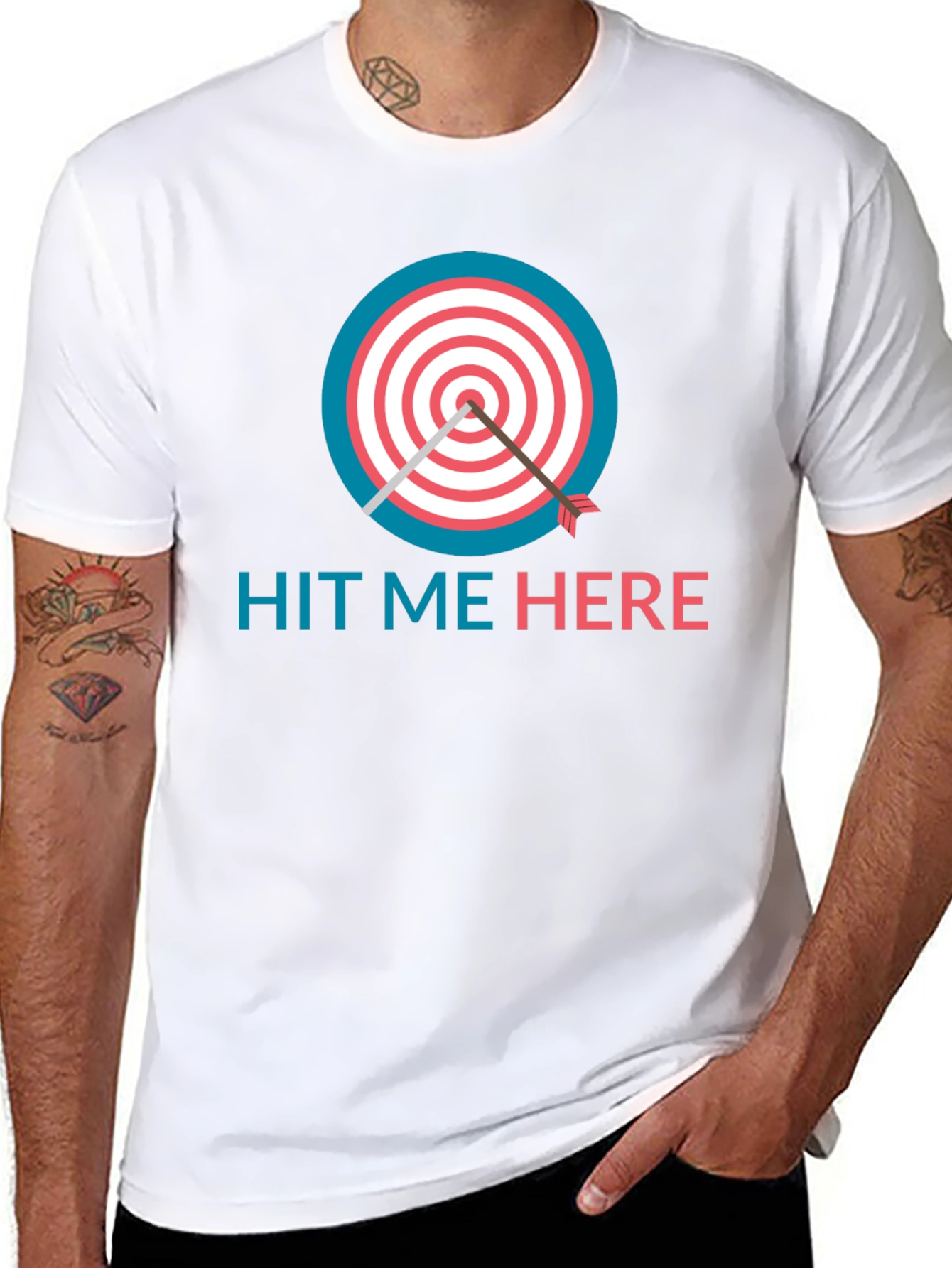 Hit Me Here T-Shirt - Target & Arrow Design