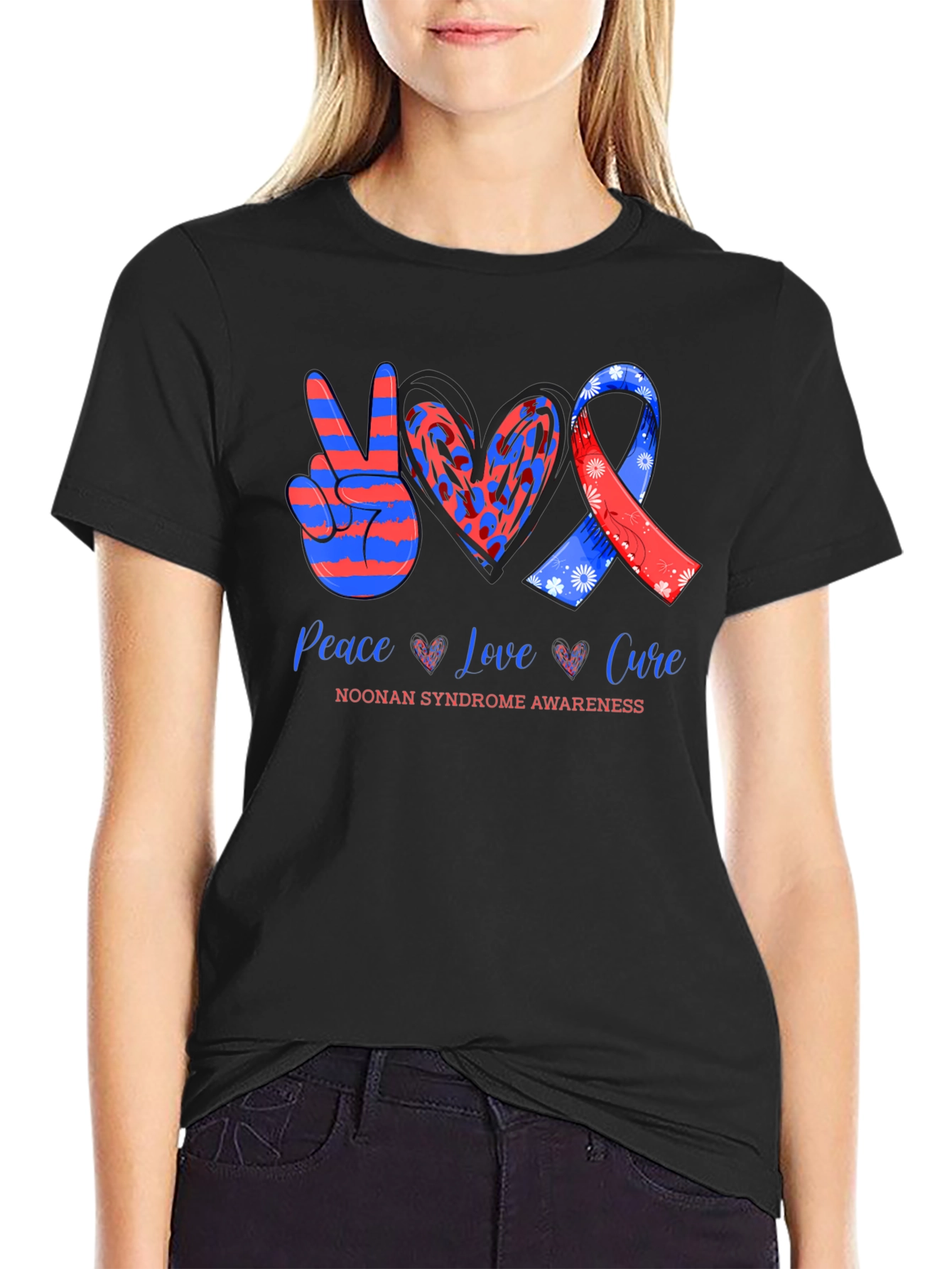 Peace Love Cure Noonan Syndrome Awareness T-Shirt