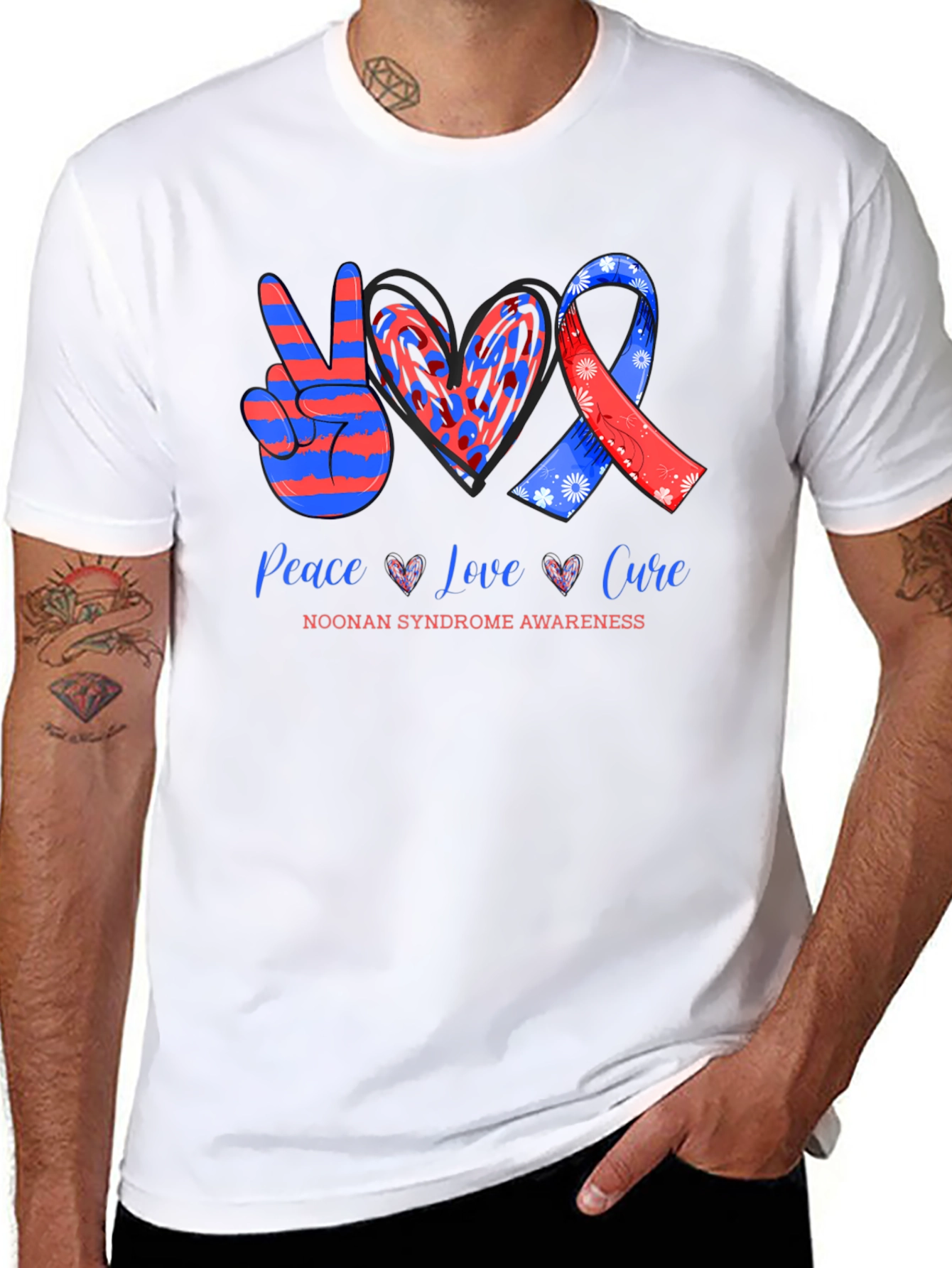 Peace Love Cure Noonan Syndrome Awareness T-Shirt
