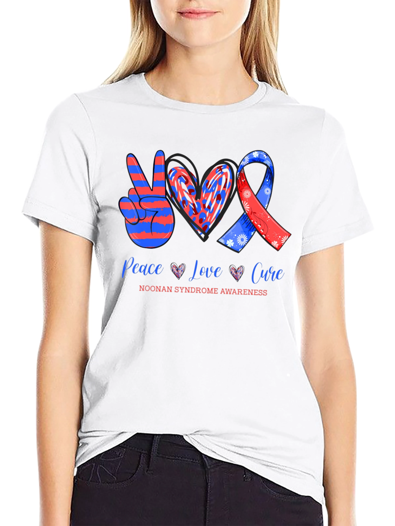 Peace Love Cure Noonan Syndrome Awareness T-Shirt