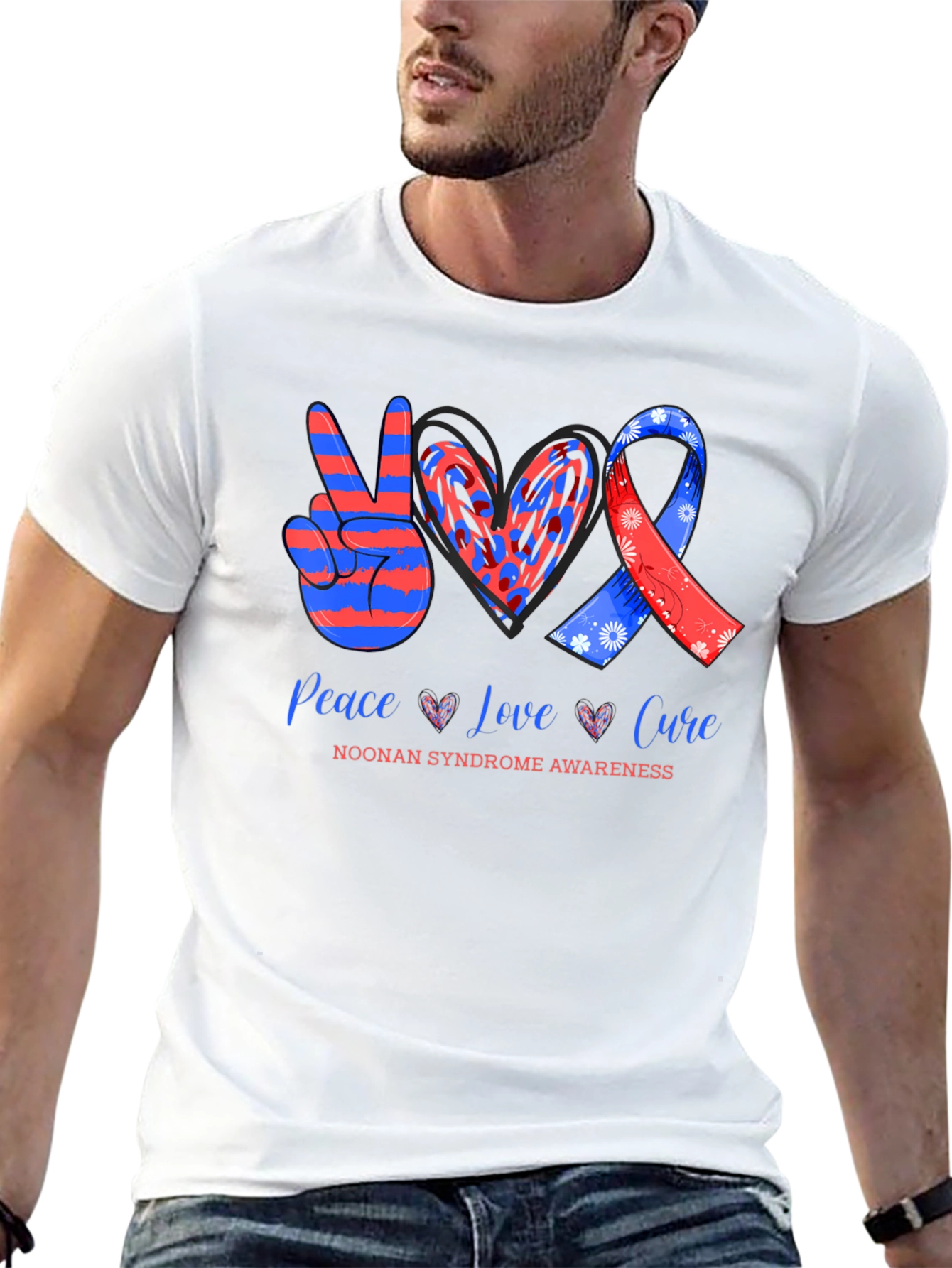 Peace Love Cure Noonan Syndrome Awareness T-Shirt