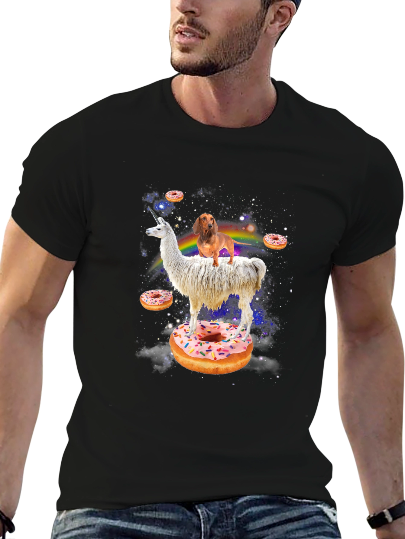 Unicorn Llama Dachshund Donut T-Shirt
