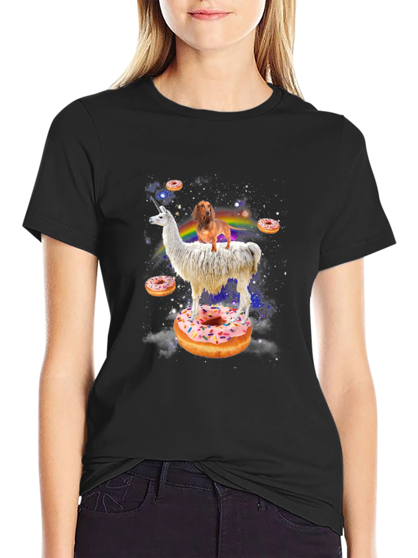 Unicorn Llama Dachshund Donut T-Shirt