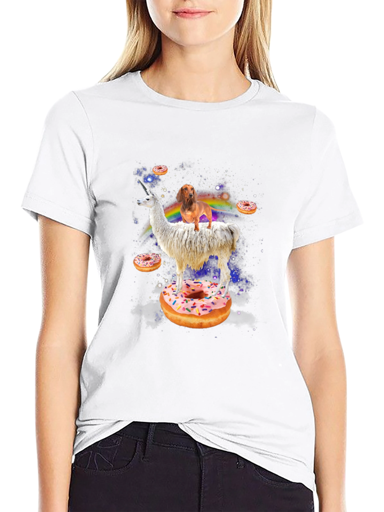 Unicorn Llama Dachshund Donut T-Shirt