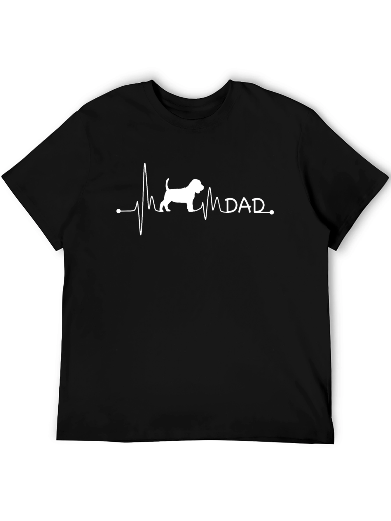 Dog Dad Heartbeat T-Shirt - Black