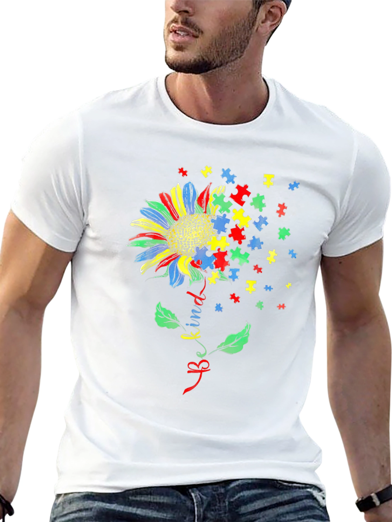 Be Kind Autism Awareness Sunflower Graphic T-Shirt
