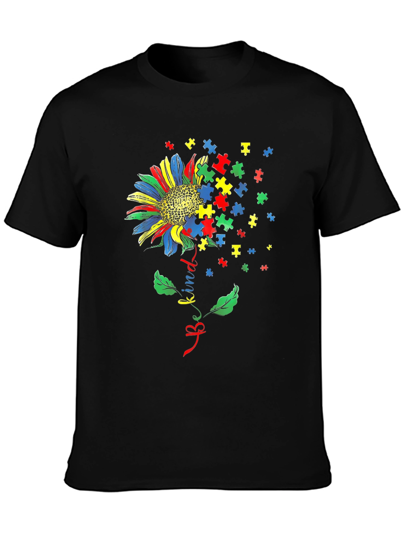 Be Kind Autism Awareness Sunflower Graphic T-Shirt