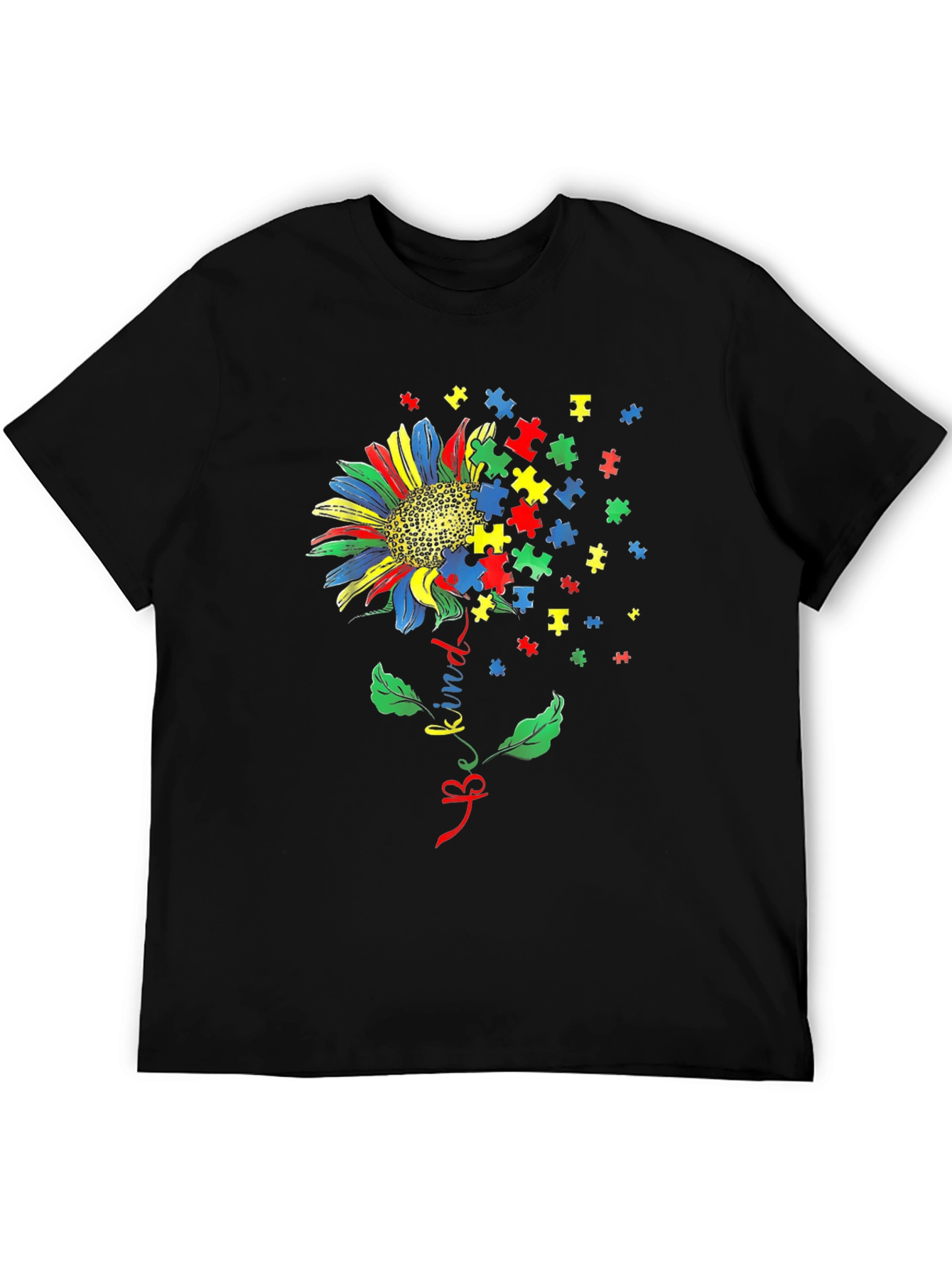Be Kind Autism Awareness Sunflower Graphic T-Shirt