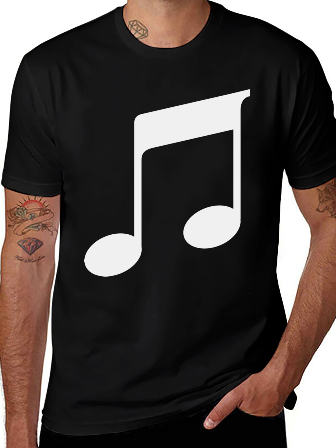 Musical Note Graphic Tee - Black
