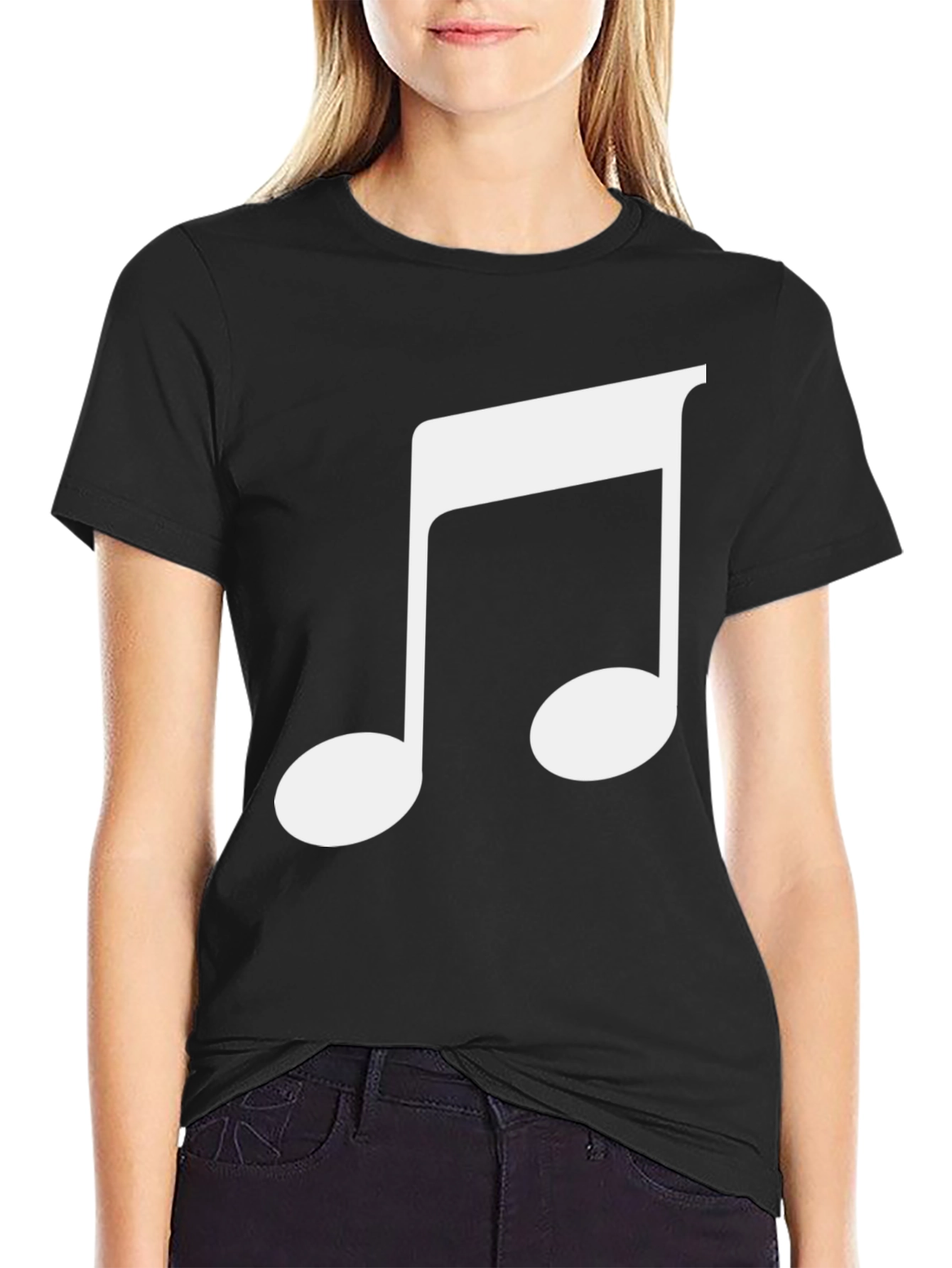 Musical Note Graphic Tee - Black
