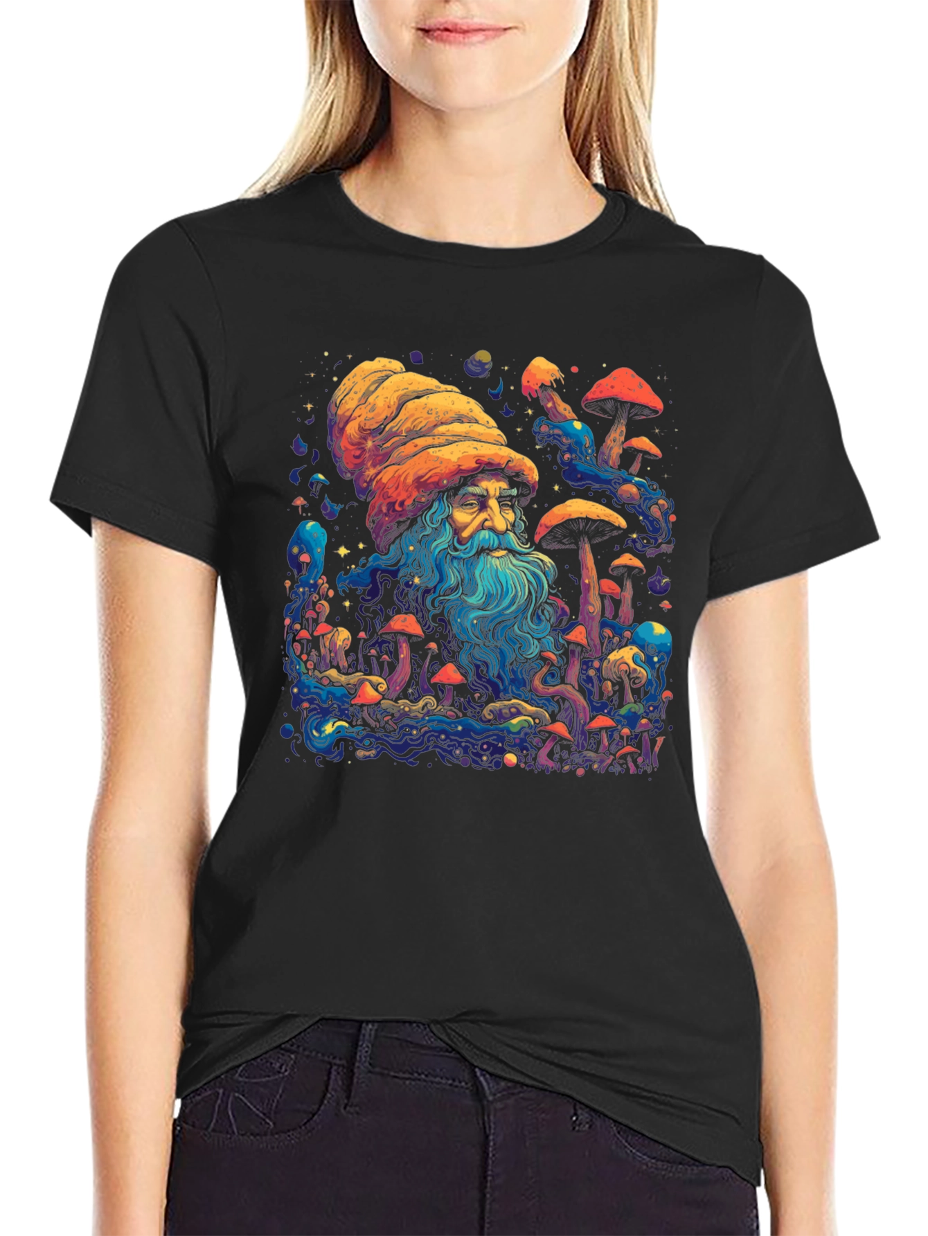 Psychedelic Mushroom Wizard Graphic Tee