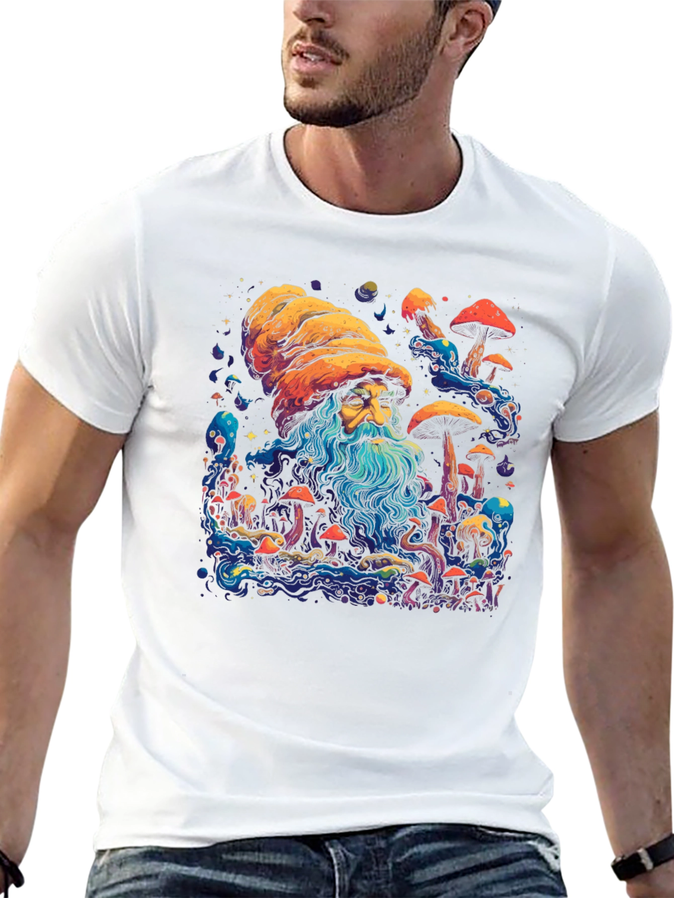 Psychedelic Mushroom Wizard Graphic Tee