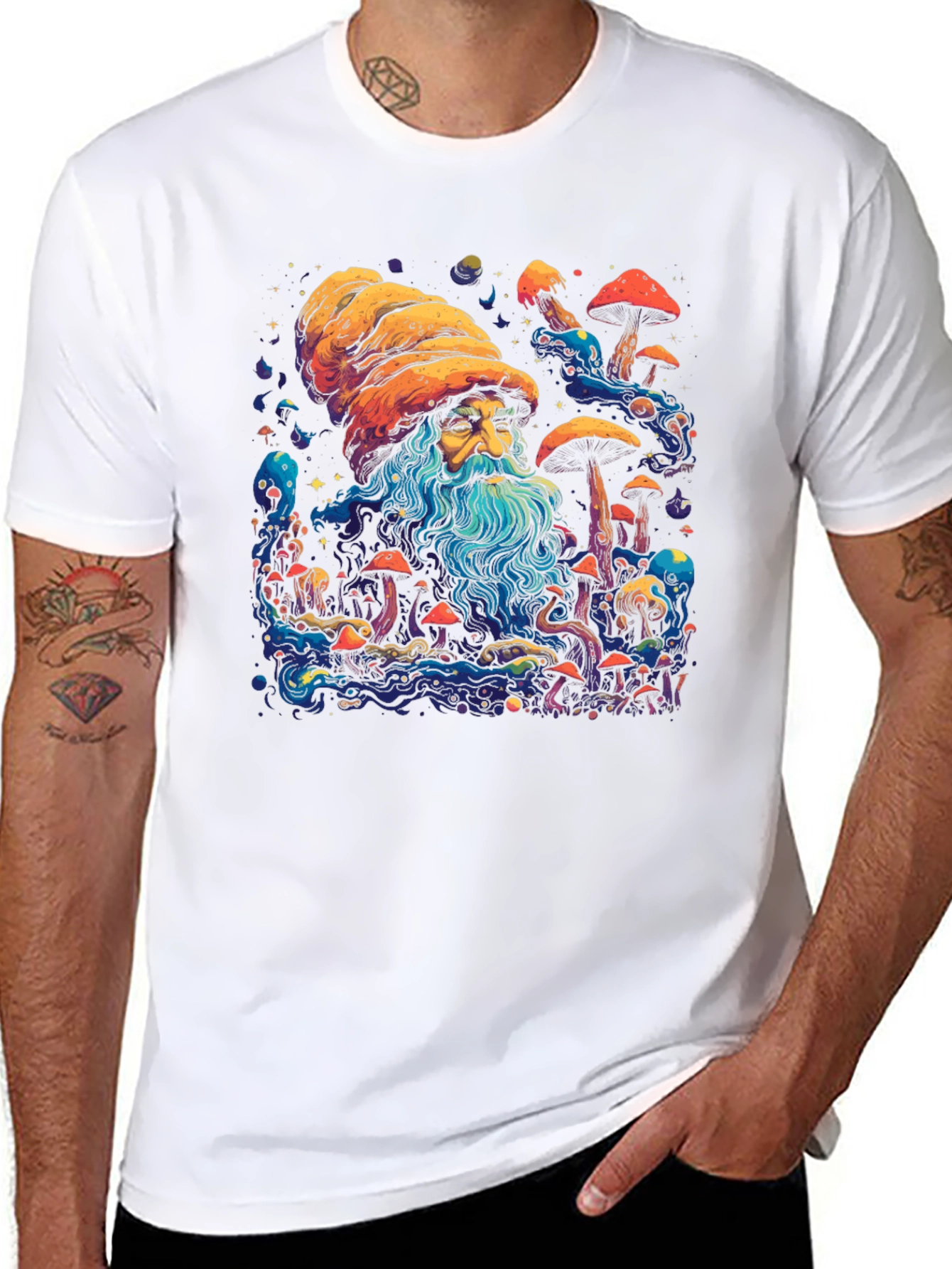 Psychedelic Mushroom Wizard Graphic Tee