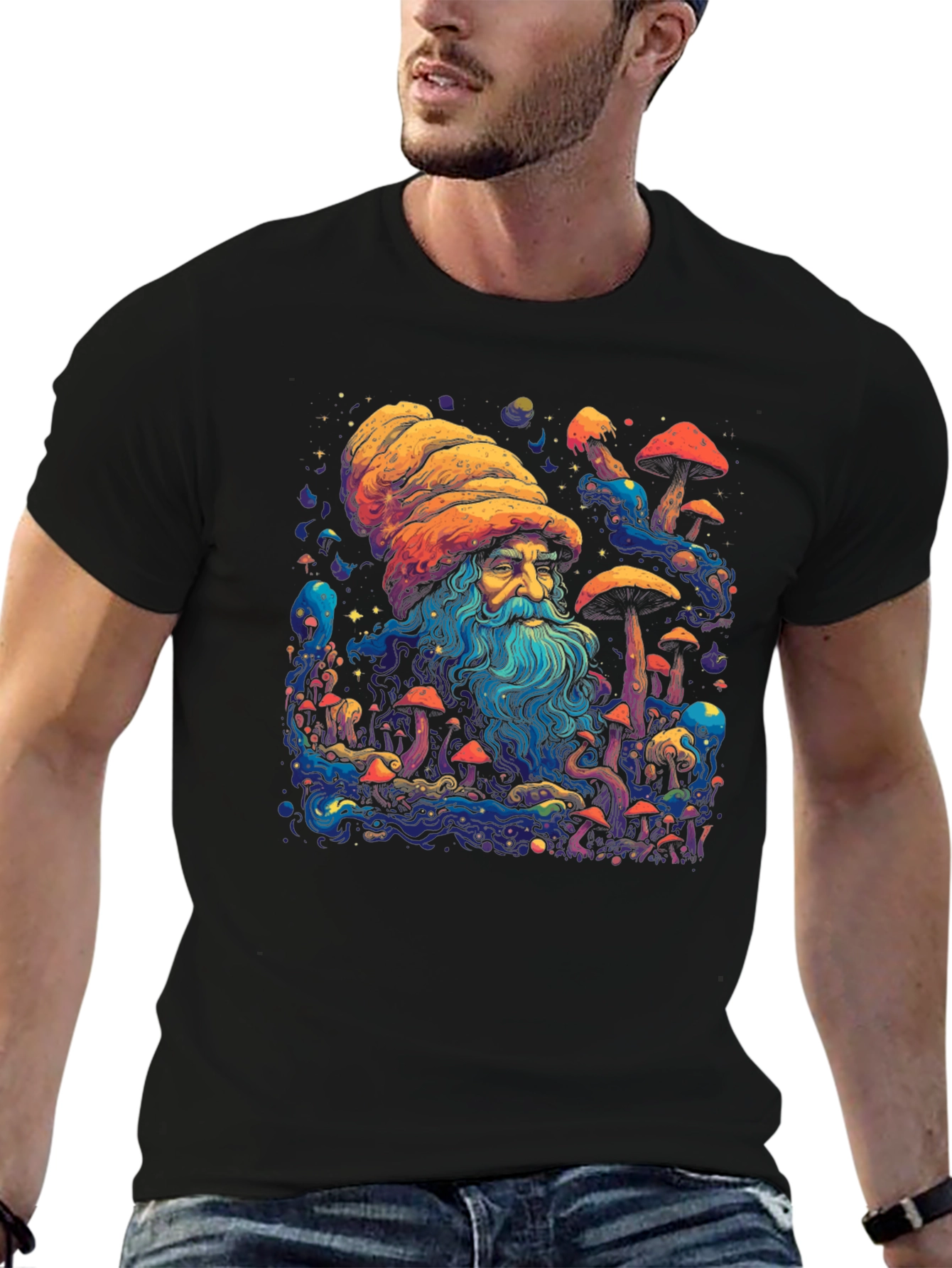 Psychedelic Mushroom Wizard Graphic Tee