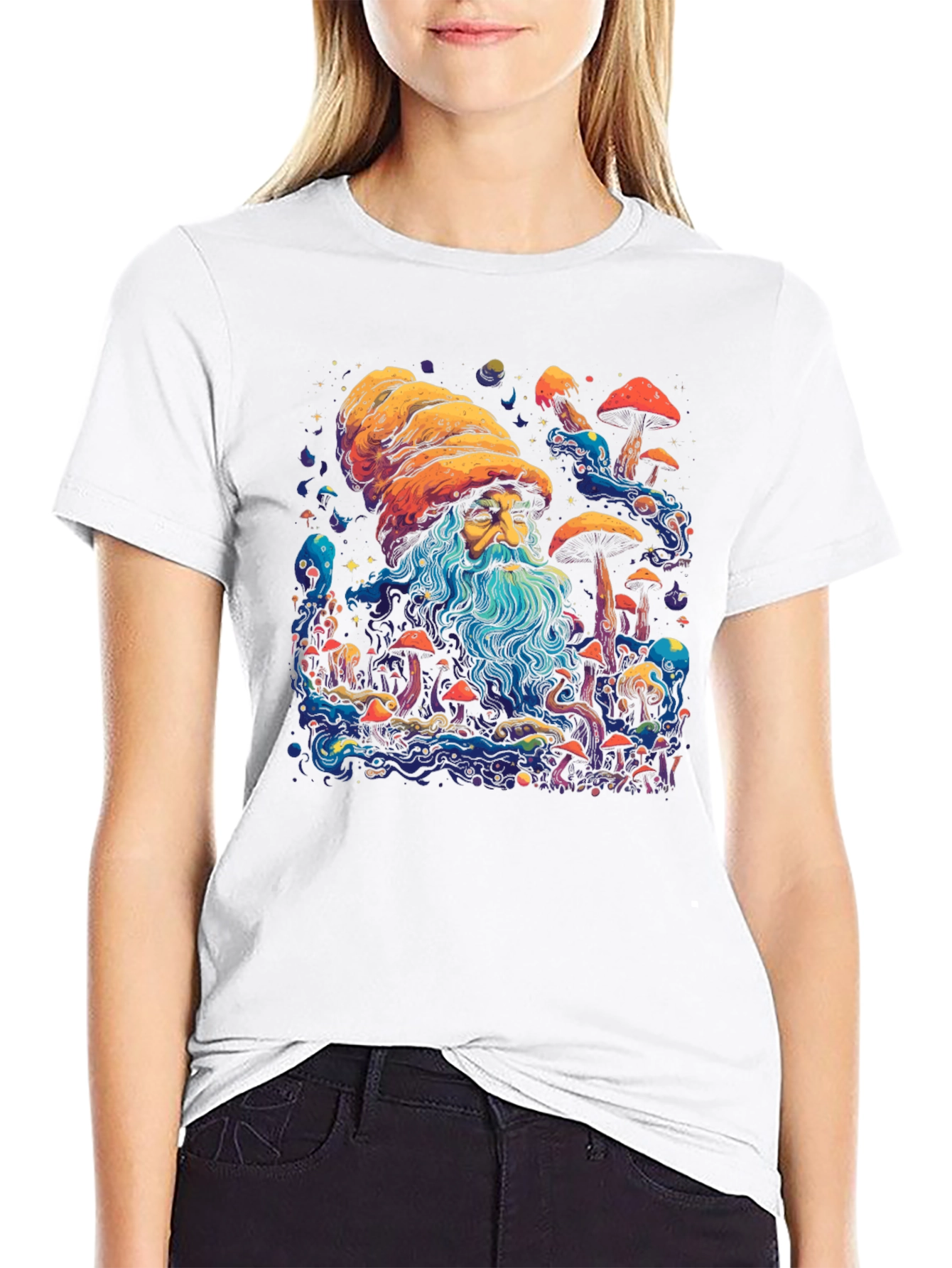 Psychedelic Mushroom Wizard Graphic Tee