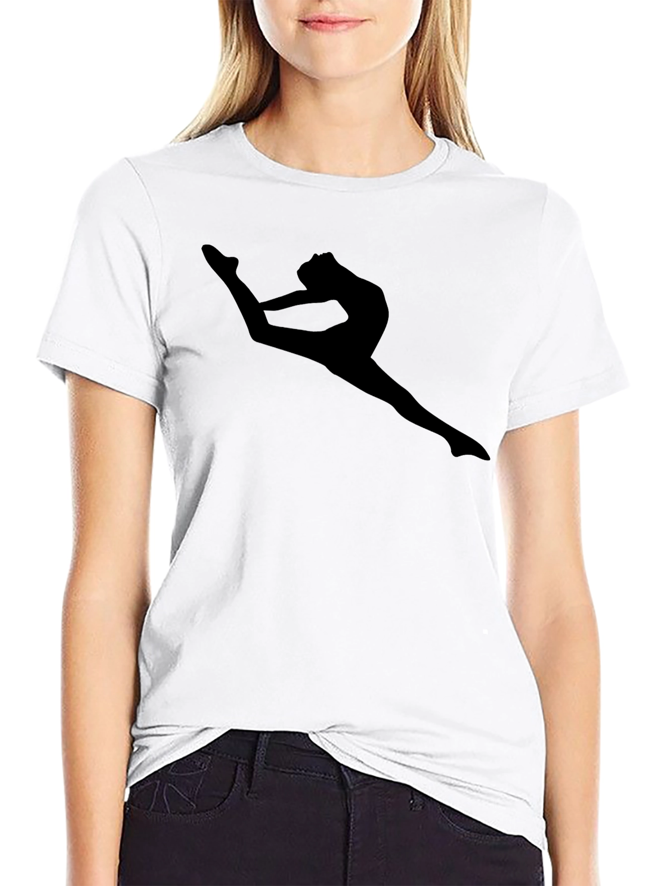 Gymnast Silhouette Black Graphic T-Shirt