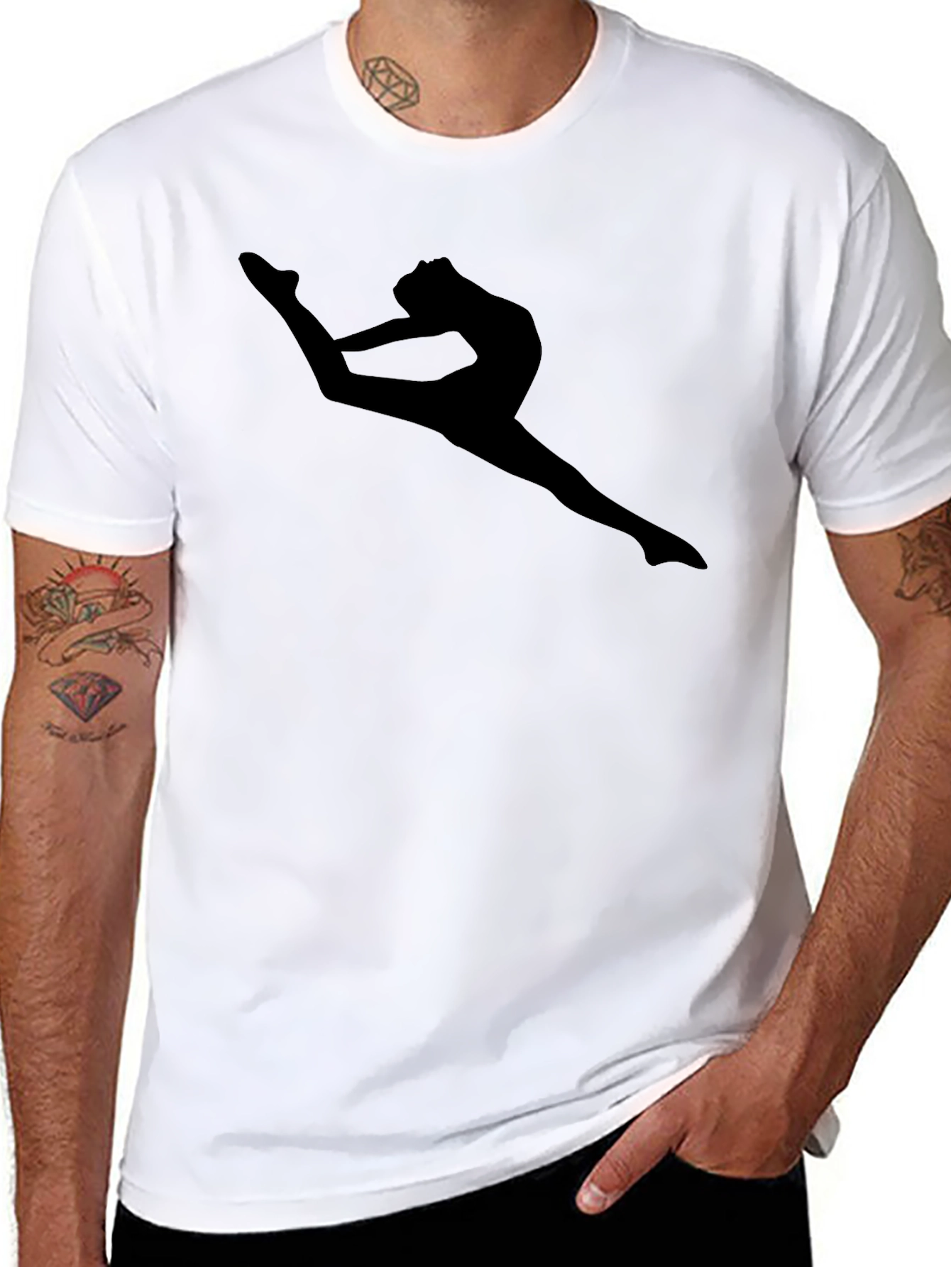 Gymnast Silhouette Black Graphic T-Shirt