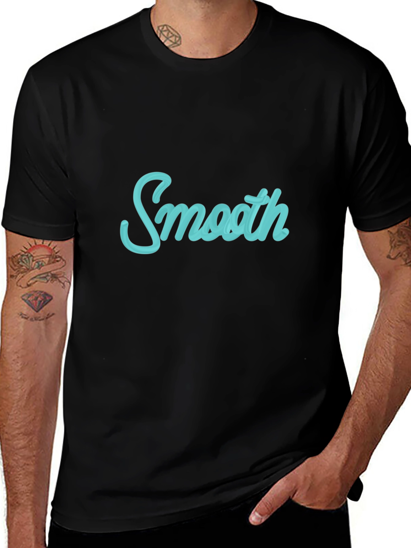 Smooth Graphic Print Black T-Shirt