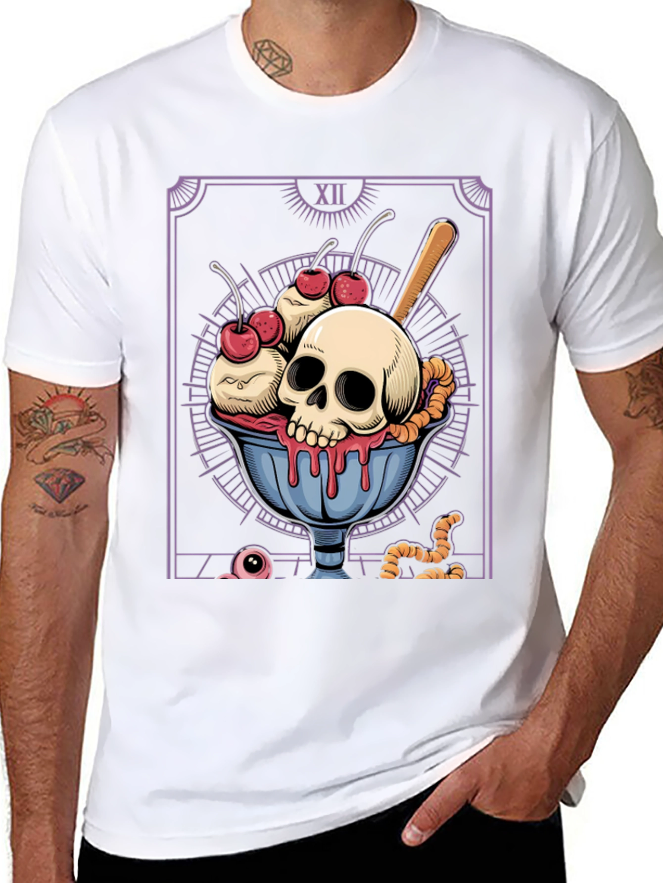 Skull Ice Cream Tarot Card T-Shirt